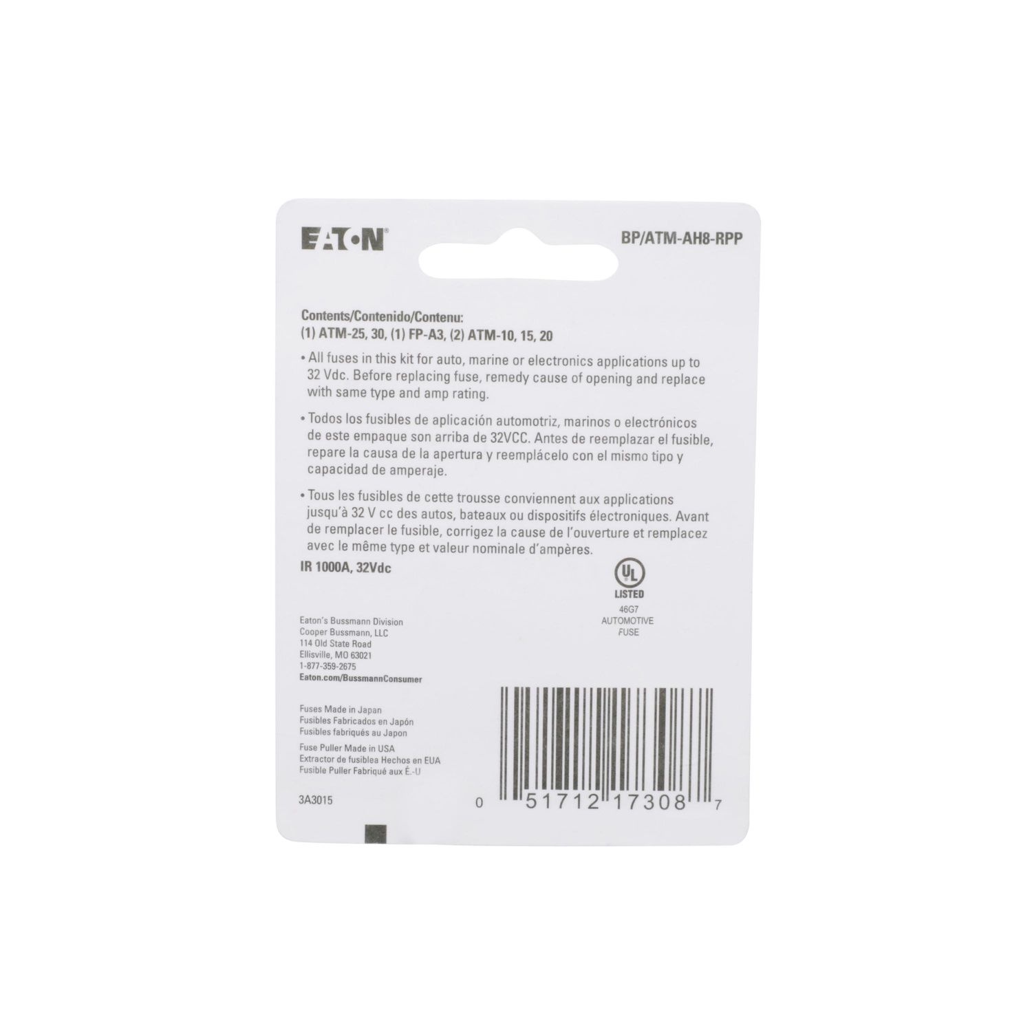 Bussmann ATM High Amp Fuse Emergency Kit 9 Piece