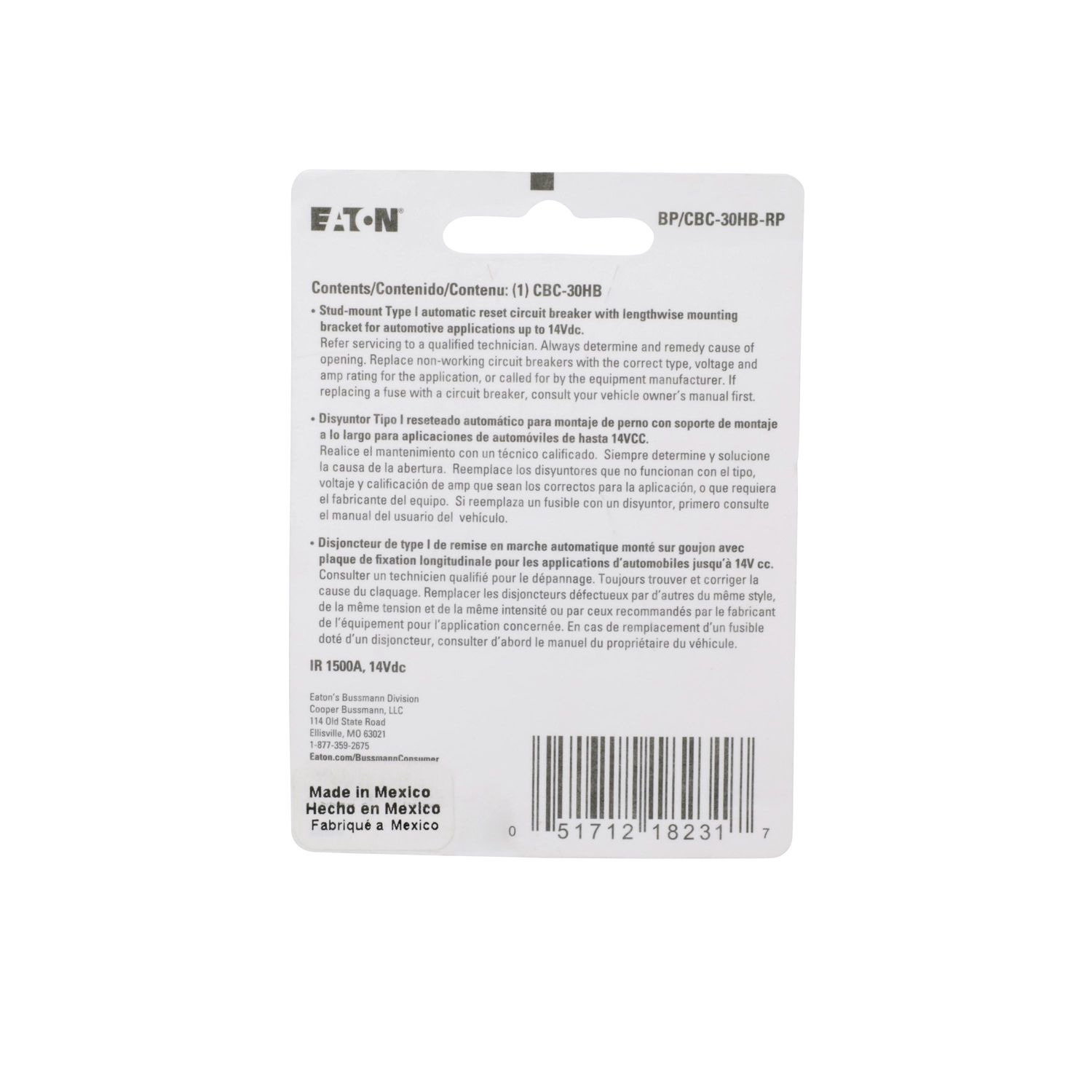 Bussmann Circuit Breaker BP-CBC-30HB-R