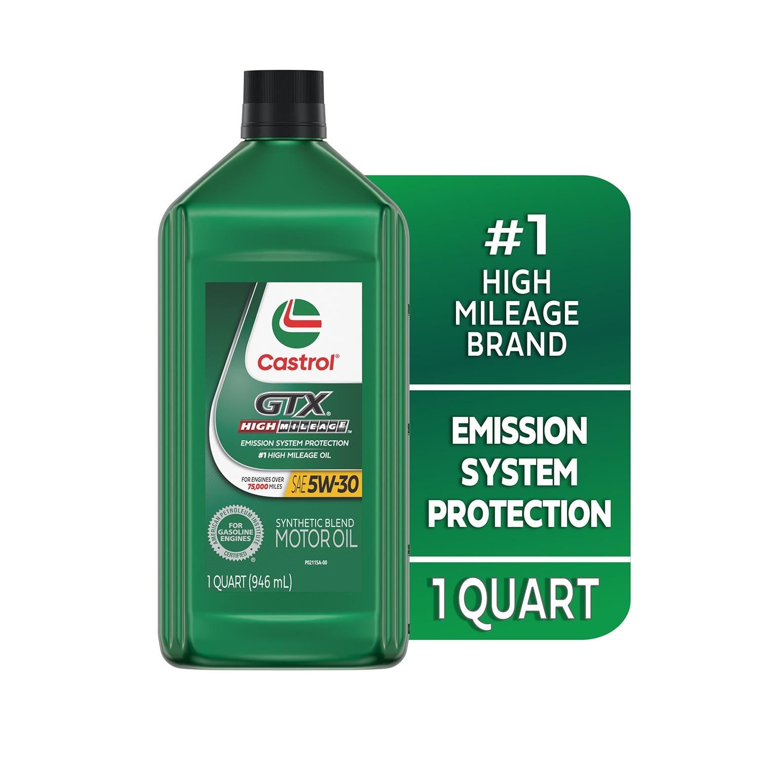 Castrol GTX High Mileage 5W-30 Synthetic Blend Motor Oil, 5 Quarts