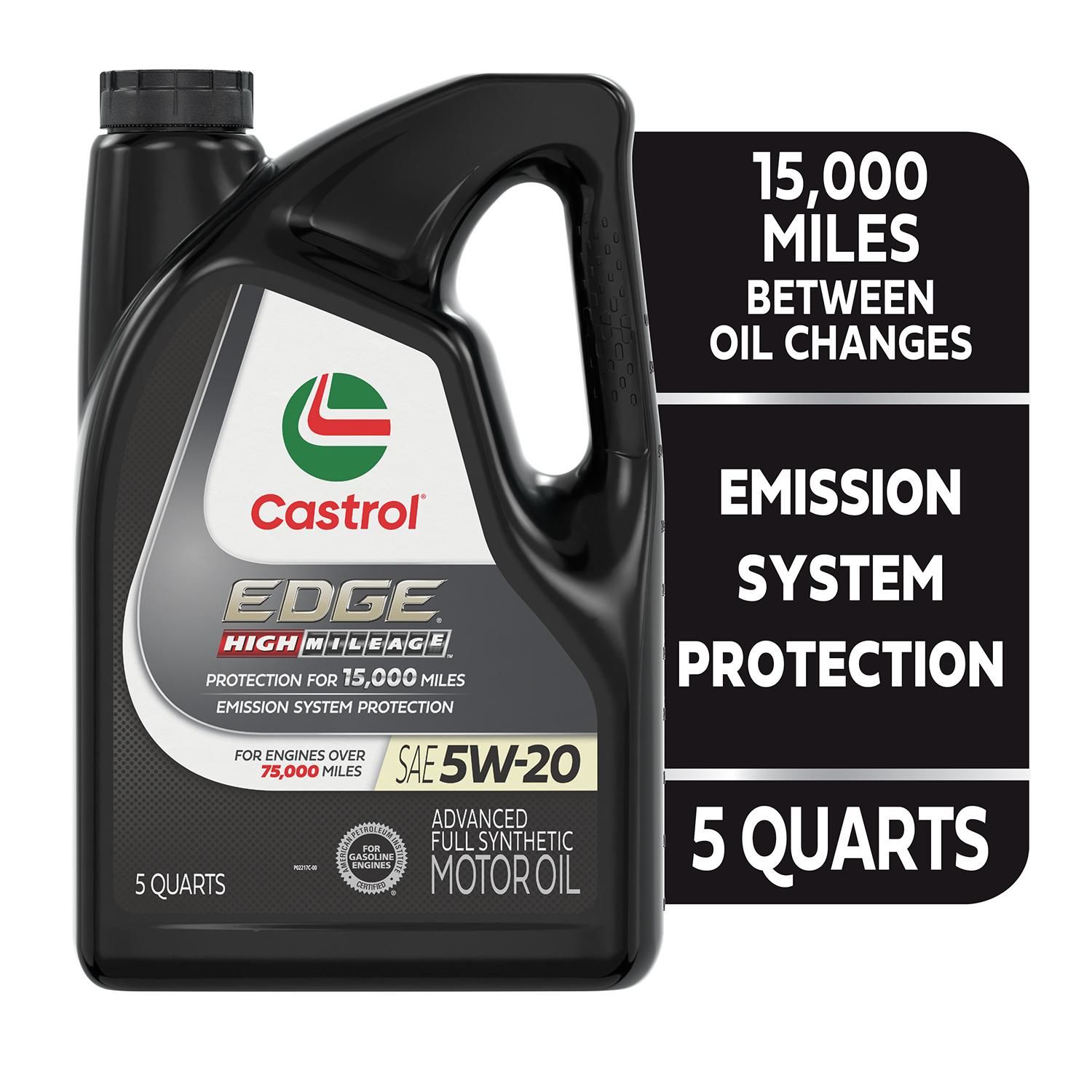 Castrol EDGE High Mileage Engine Oil Full Synthetic 5W-20 5 Quart