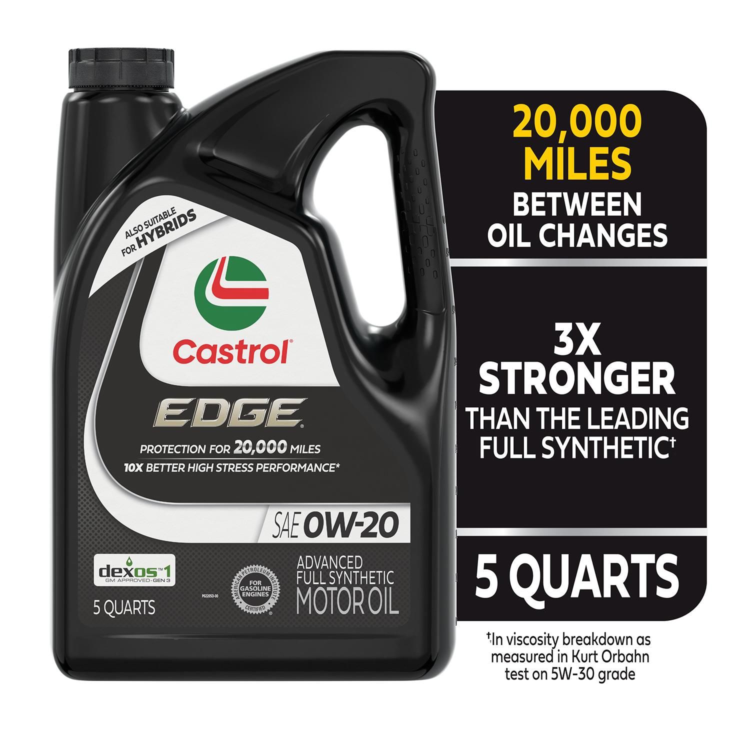 Castrol EDGE Standard Full Synthetic Engine Oil 0W-20 5 Quart