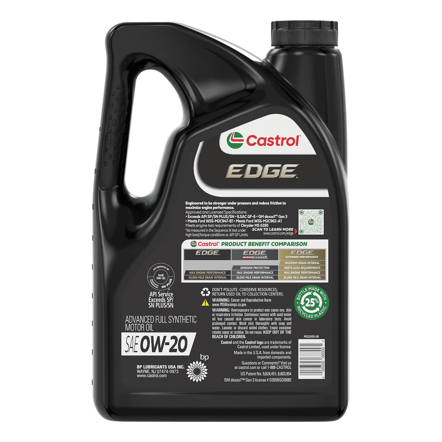 Castrol EDGE Full Synthetic Engine Oil 0W-20 5 Quart Castrol EDGE Full Synthetic Engine Oil 0W-20 5 Quart
