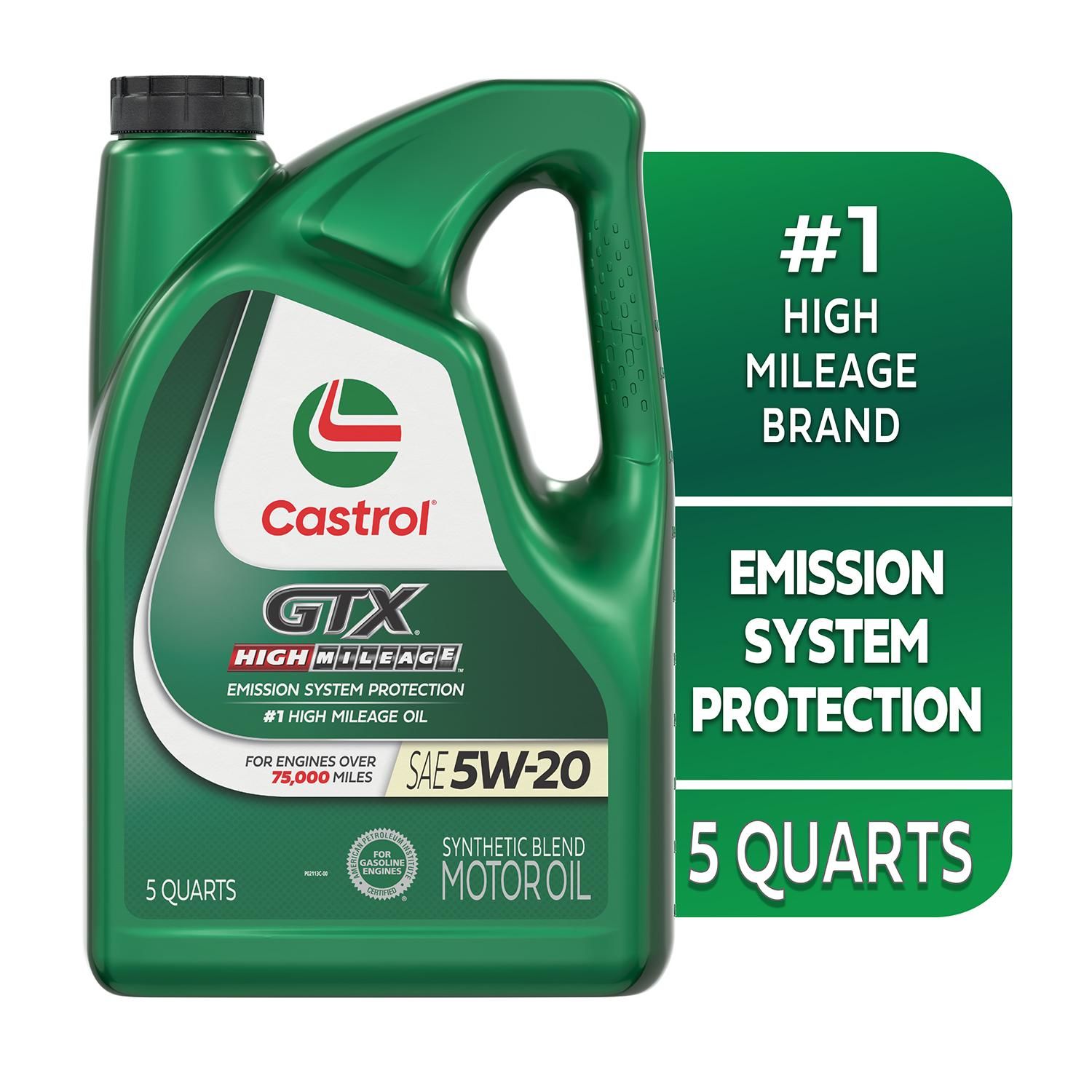 Castrol GTX Engine Oil High Mileage Synthetic Blend 5W20 5 Quarts