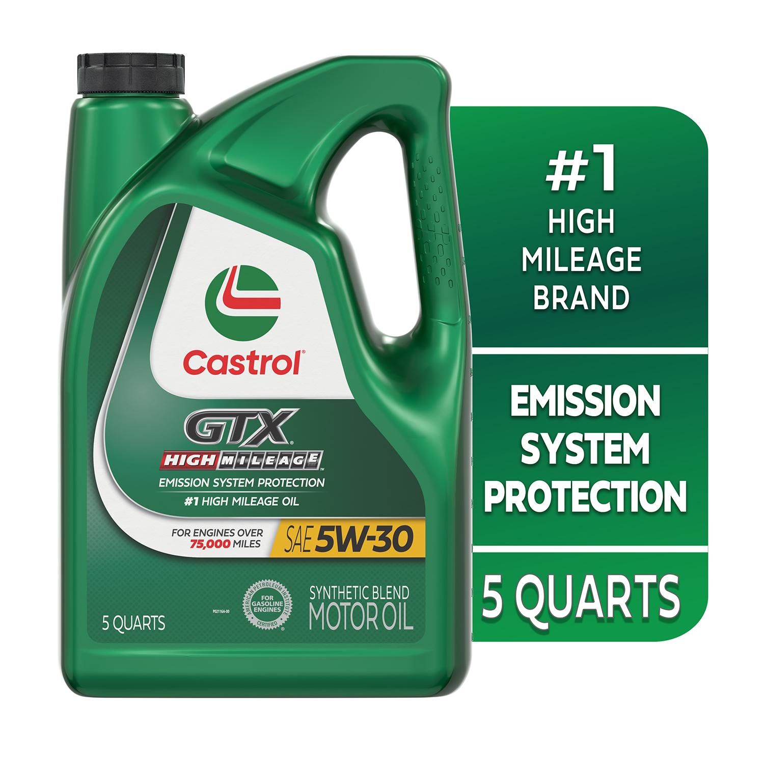 Castrol GTX High Mileage Synthetic Blend Motor Oil 5W-30 5 Quart 15980