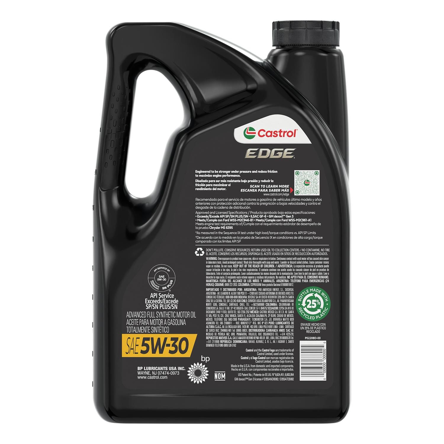 Castrol Edge Bio-Synthetic 5W-30 Advanced Full Synthetic Motor Oil, 1 Quart  