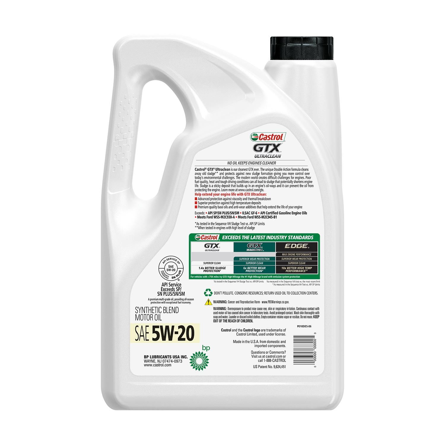 Castrol Synthetic Blend Engine Oil 5W20 5 Quart