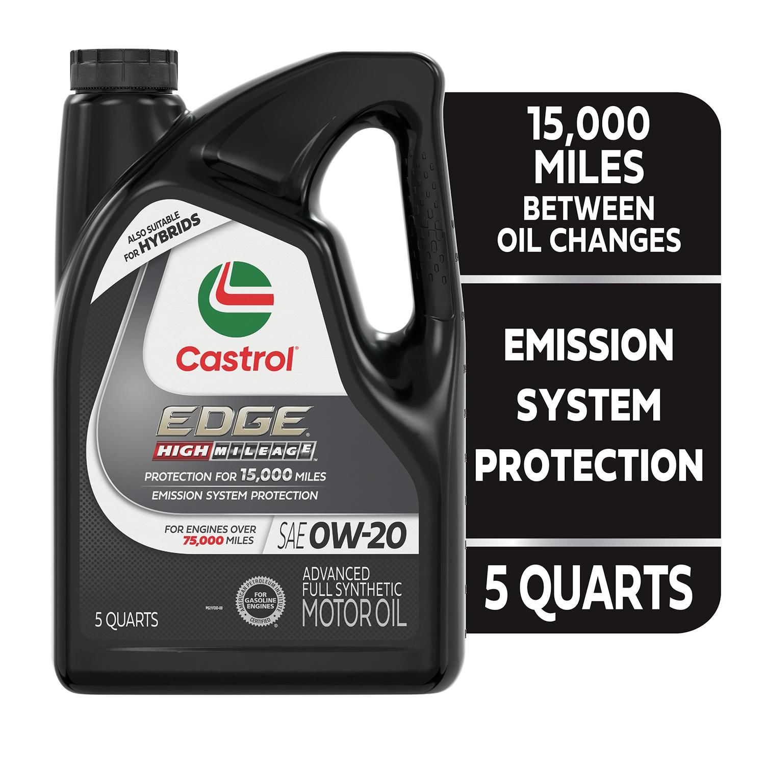 Castrol EDGE High Mileage Full Synthetic Engine Oil 0W-20 5 Quart