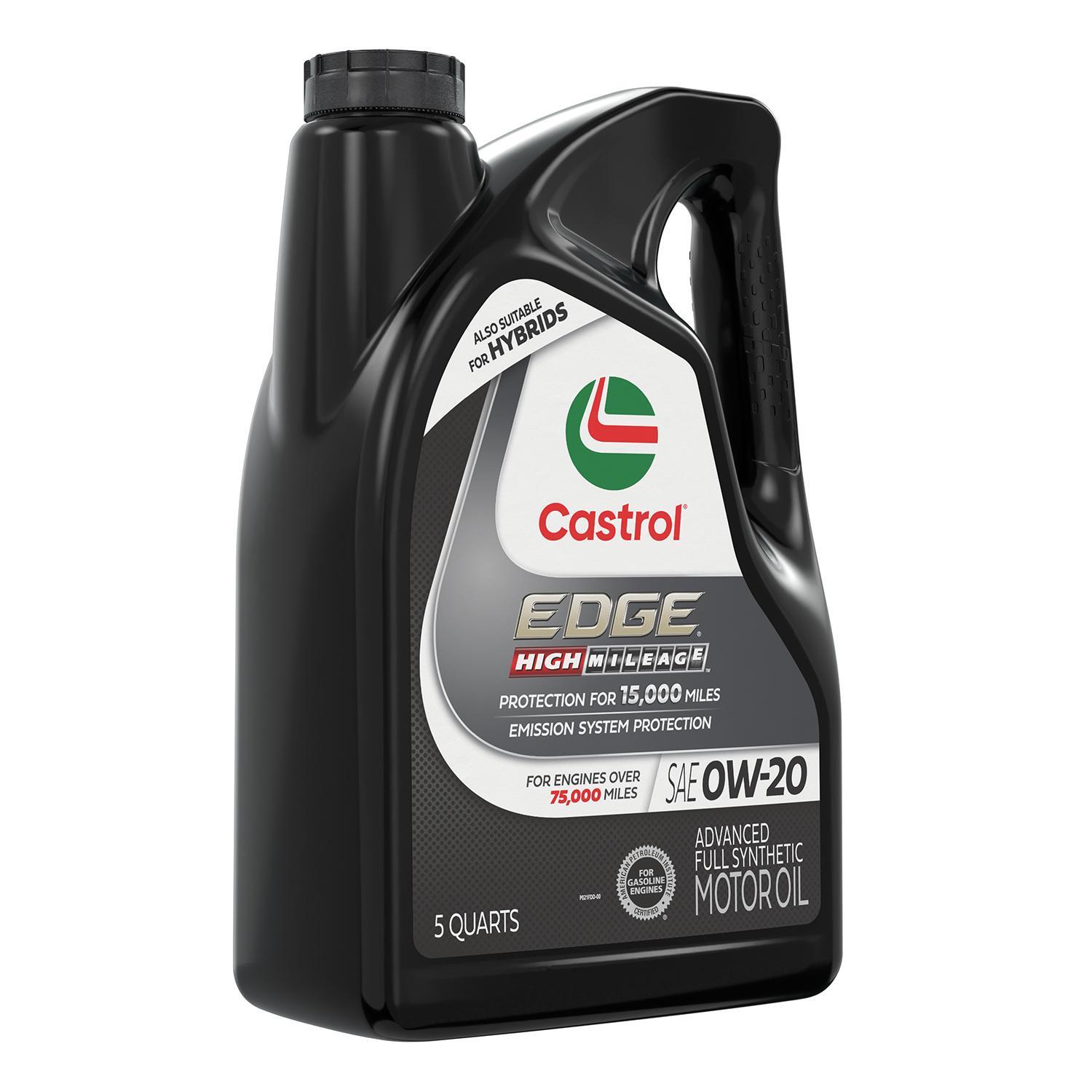 Castrol EDGE High Mileage Full Synthetic Engine Oil 0W-20 5 Quart