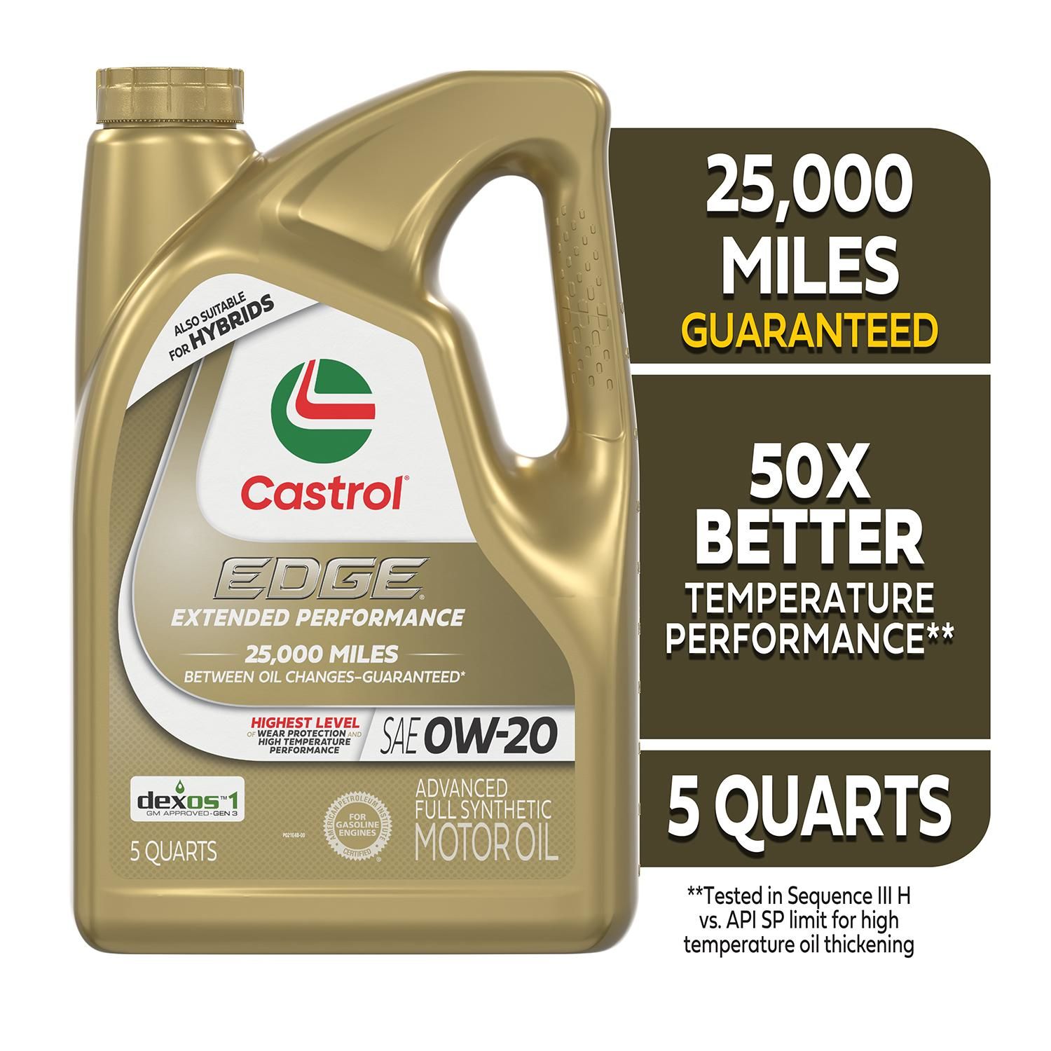 Castrol EDGE Extended Performance Full Synthetic Engine Oil 0W-20 5 Quart