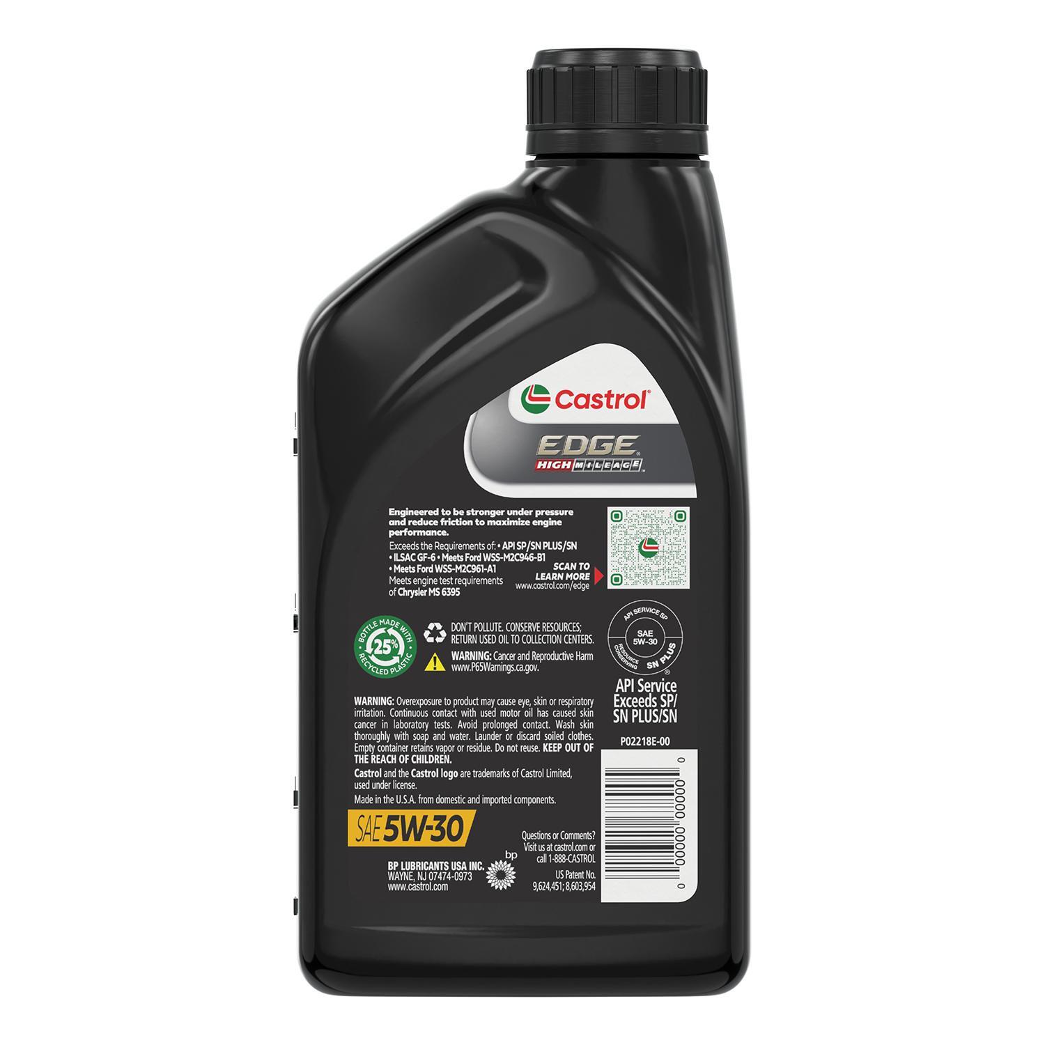 Castrol EDGE Advanced Engine Oil High Mileage Full Synthetic 5W30 1 Quart