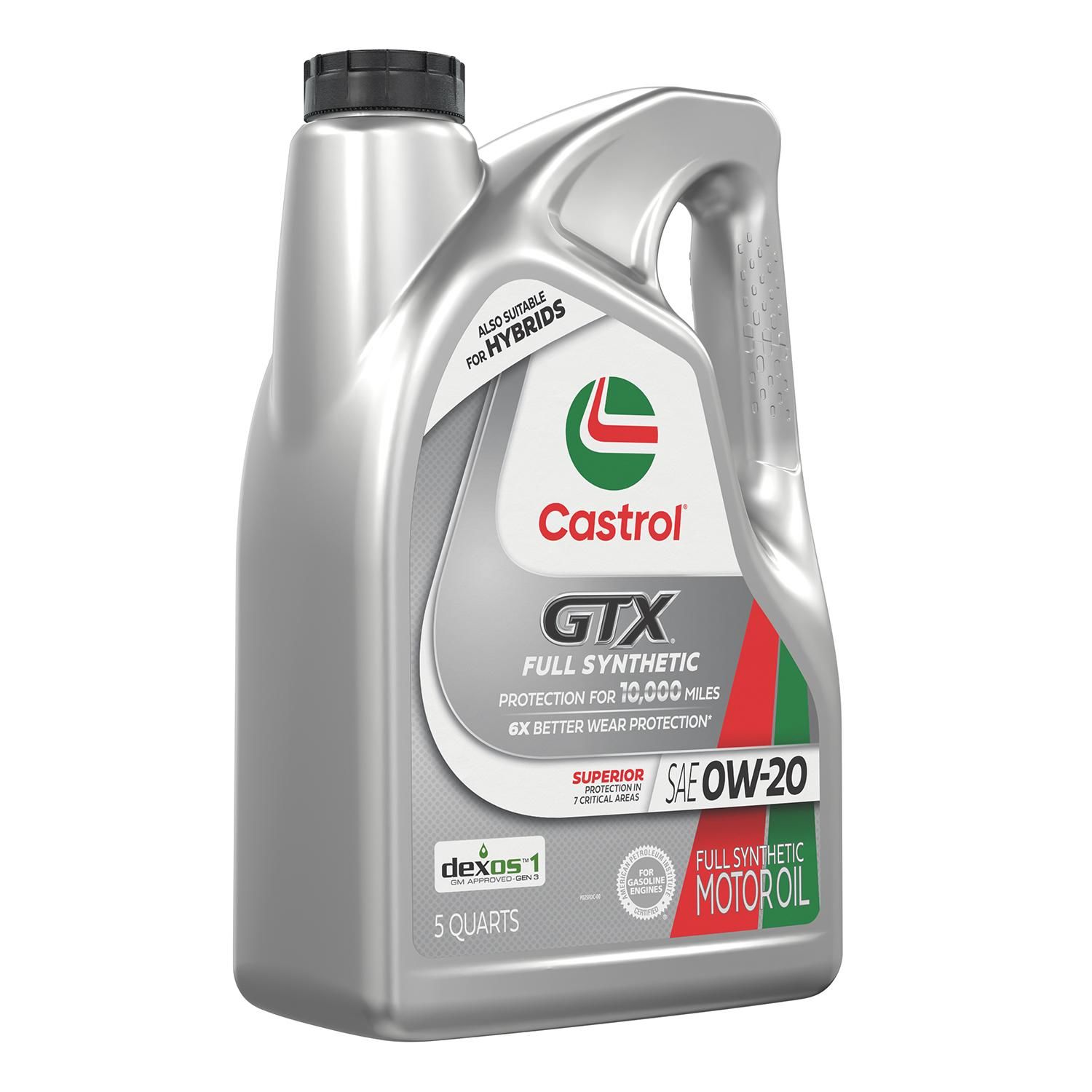 Castrol GTX Full Synthetic Engine Oil 0W-20 5 Quart