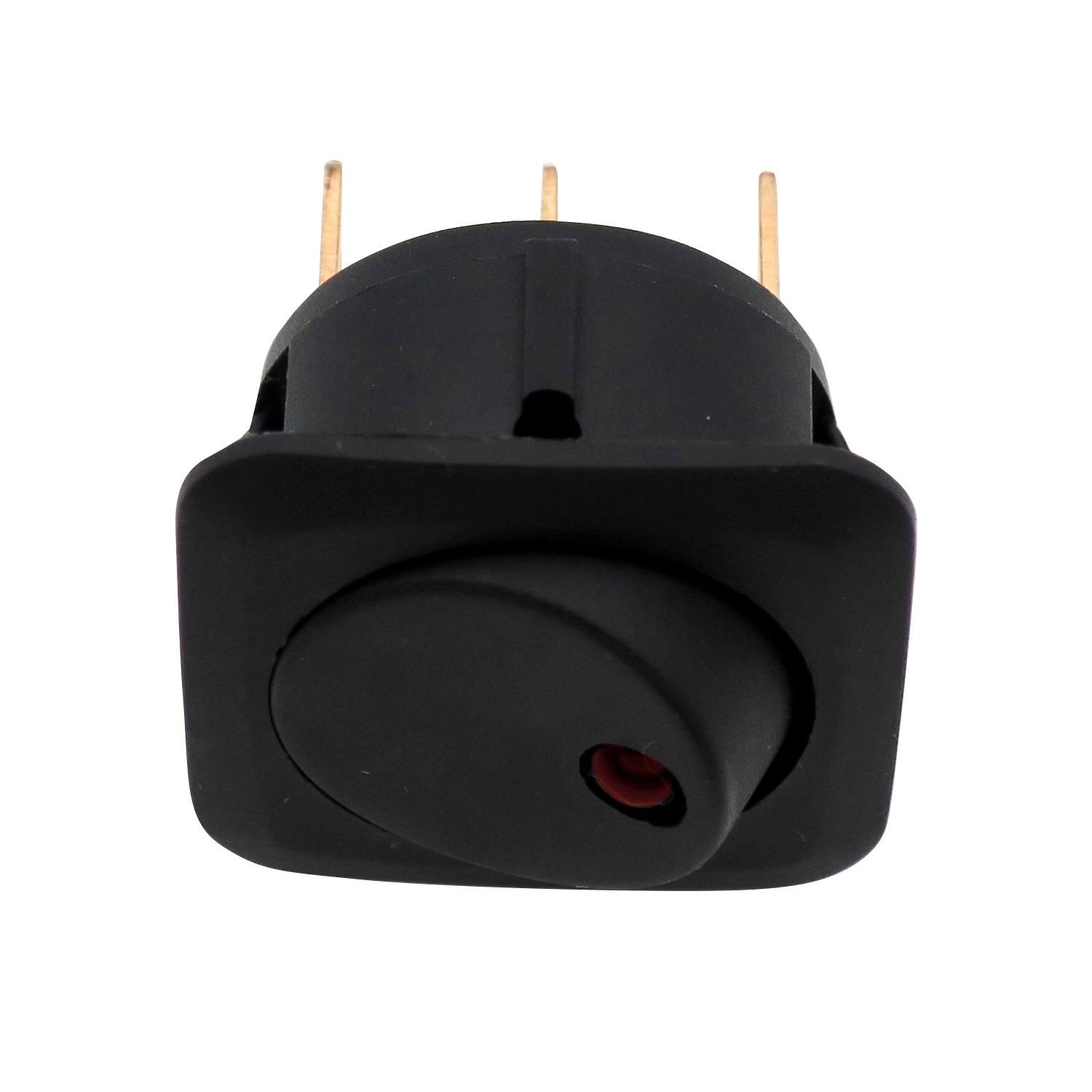 Cambridge 25 Amps Black Round with Red LED Glow Rocker Switch