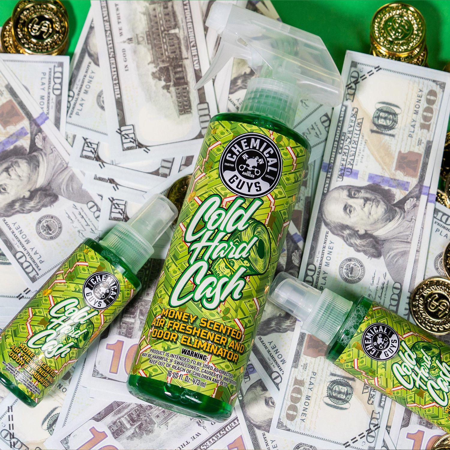 Chemical Guys Cold Hard Cash Money Scent Air Freshener Spray and Odor ...