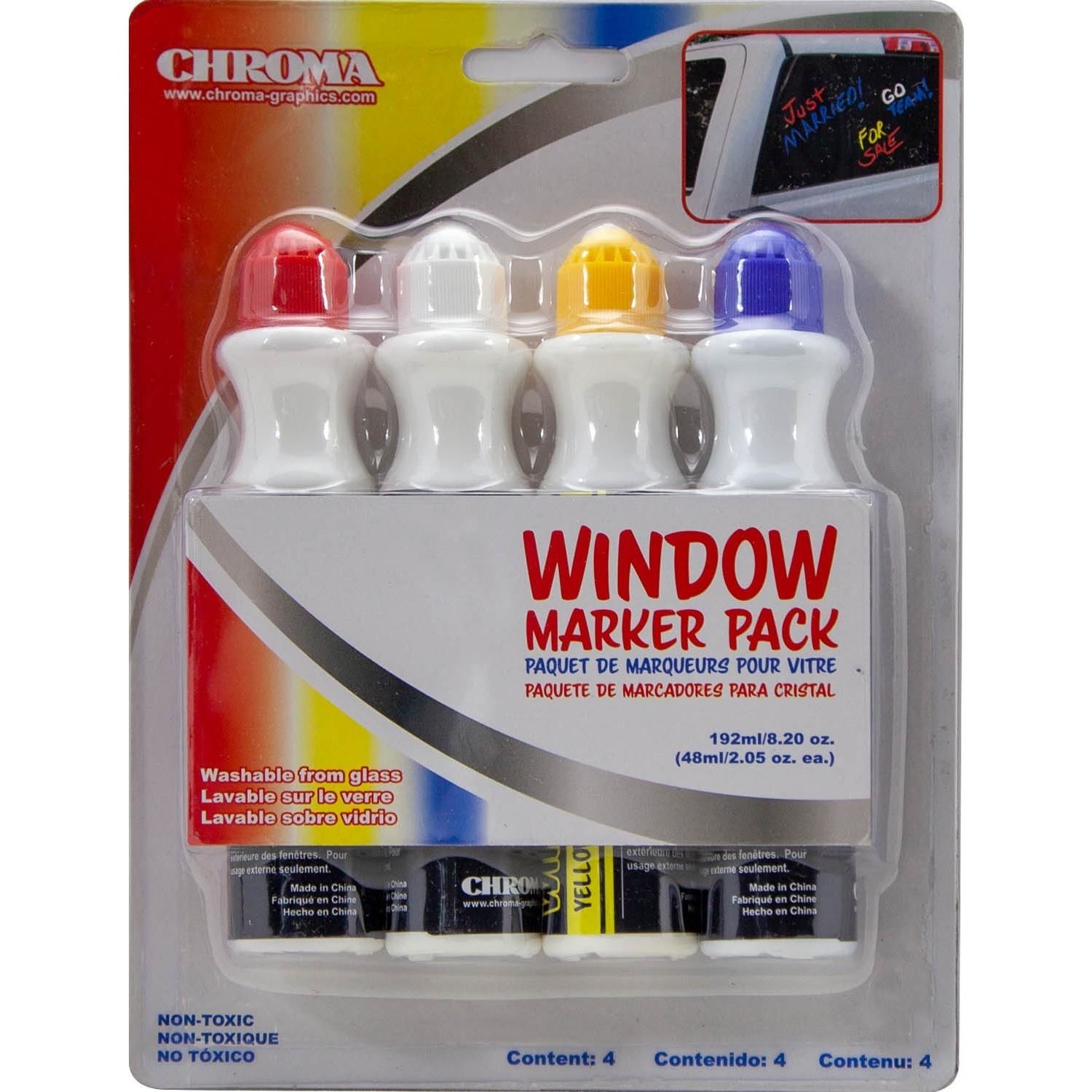 Chroma Red, White, Yellow, Blue Window Markers 144