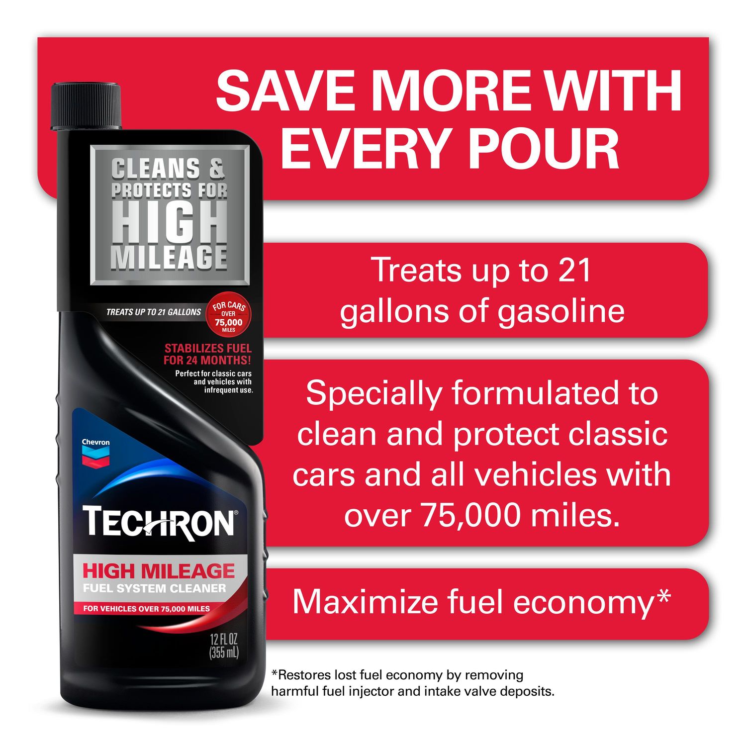 Techron High Mileage Fuel System Cleaner 12oz