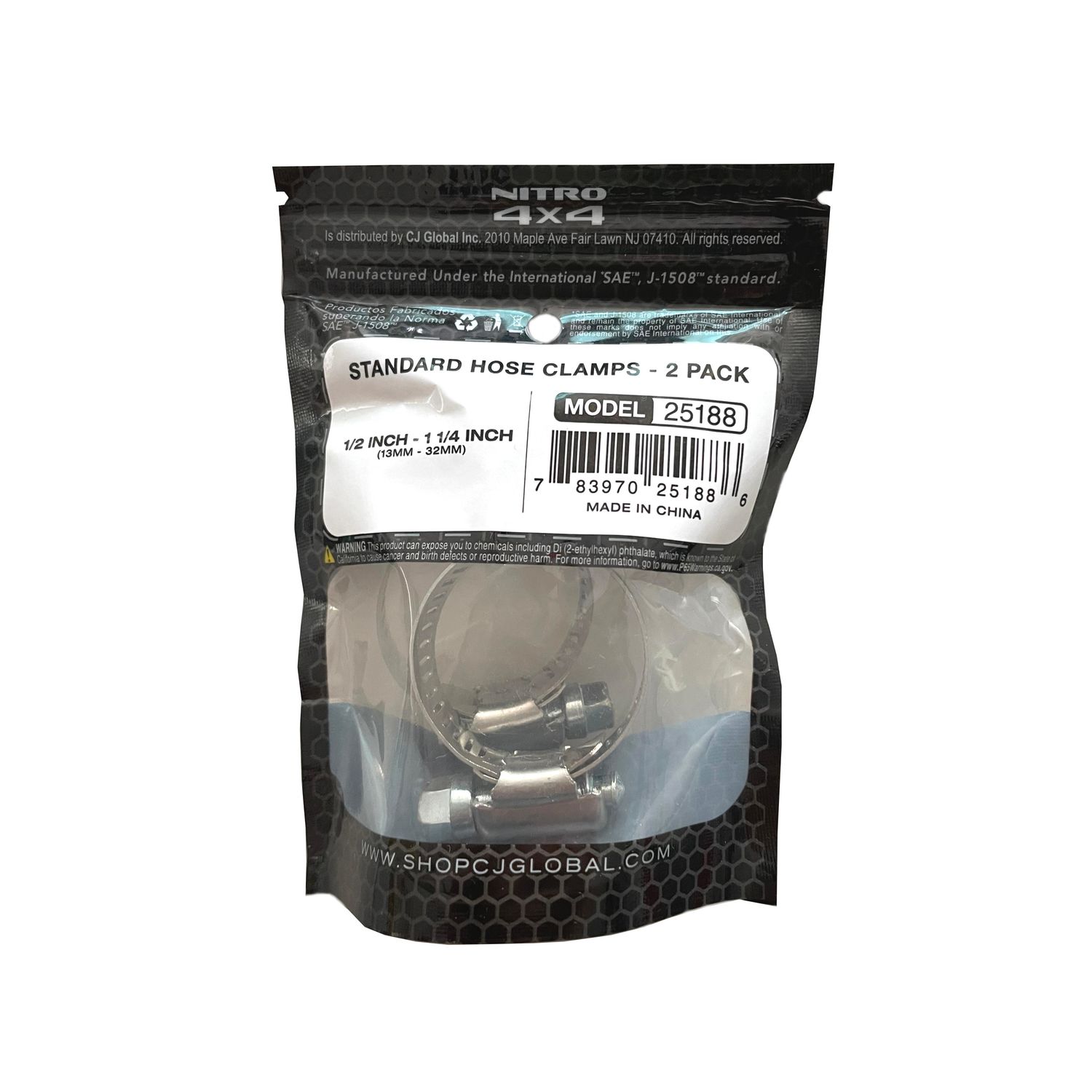 ny101/A1230-4/ Nitro 4x4 1/2in to 1 1/4in Hose Clamp 2 Pack