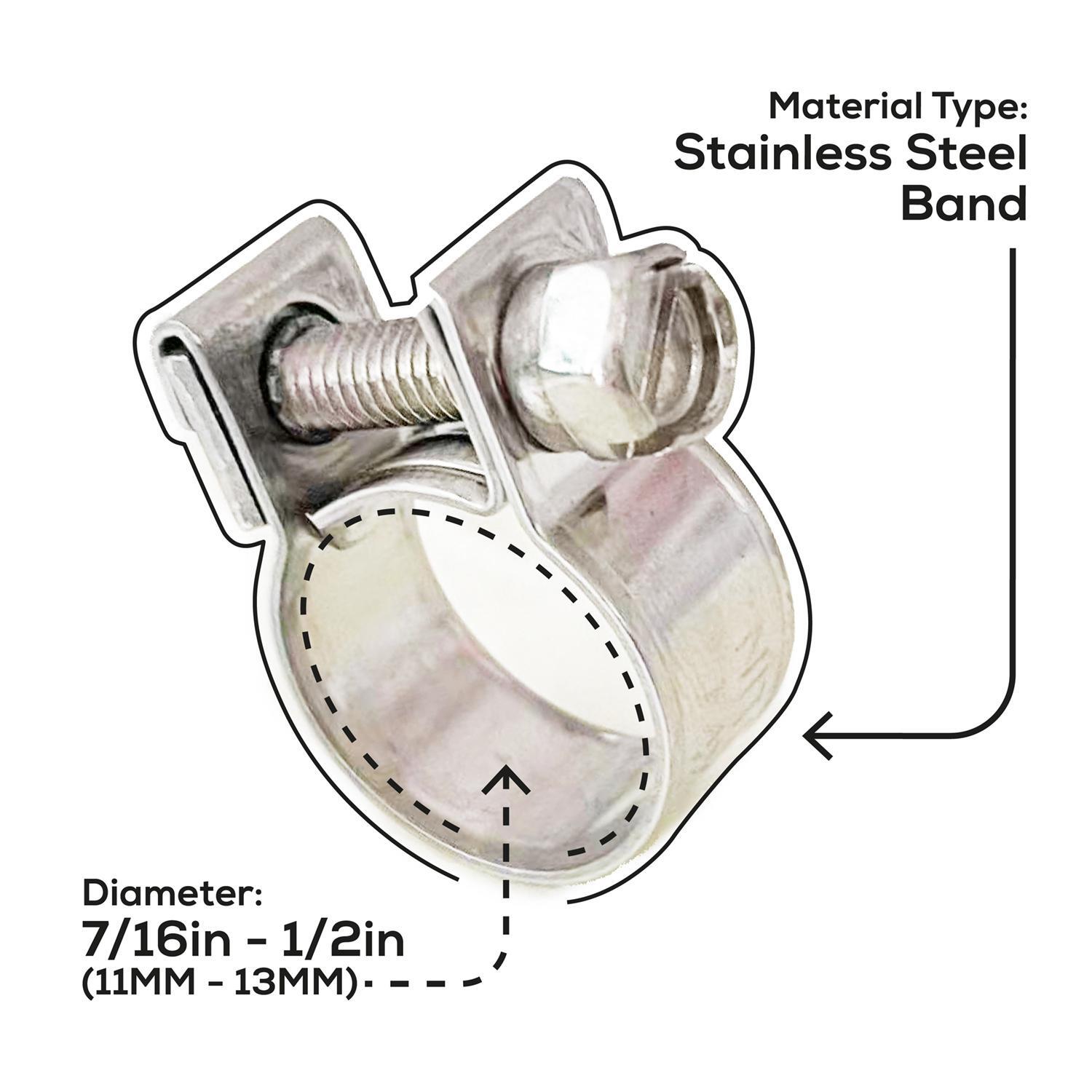 HPS Performance #15 Stainless Steel 5/16" Fuel Injection Hose Clamps 10pc Pack (13mm - 15mm) (FIC-13x10) In | Whizz - Foto 6