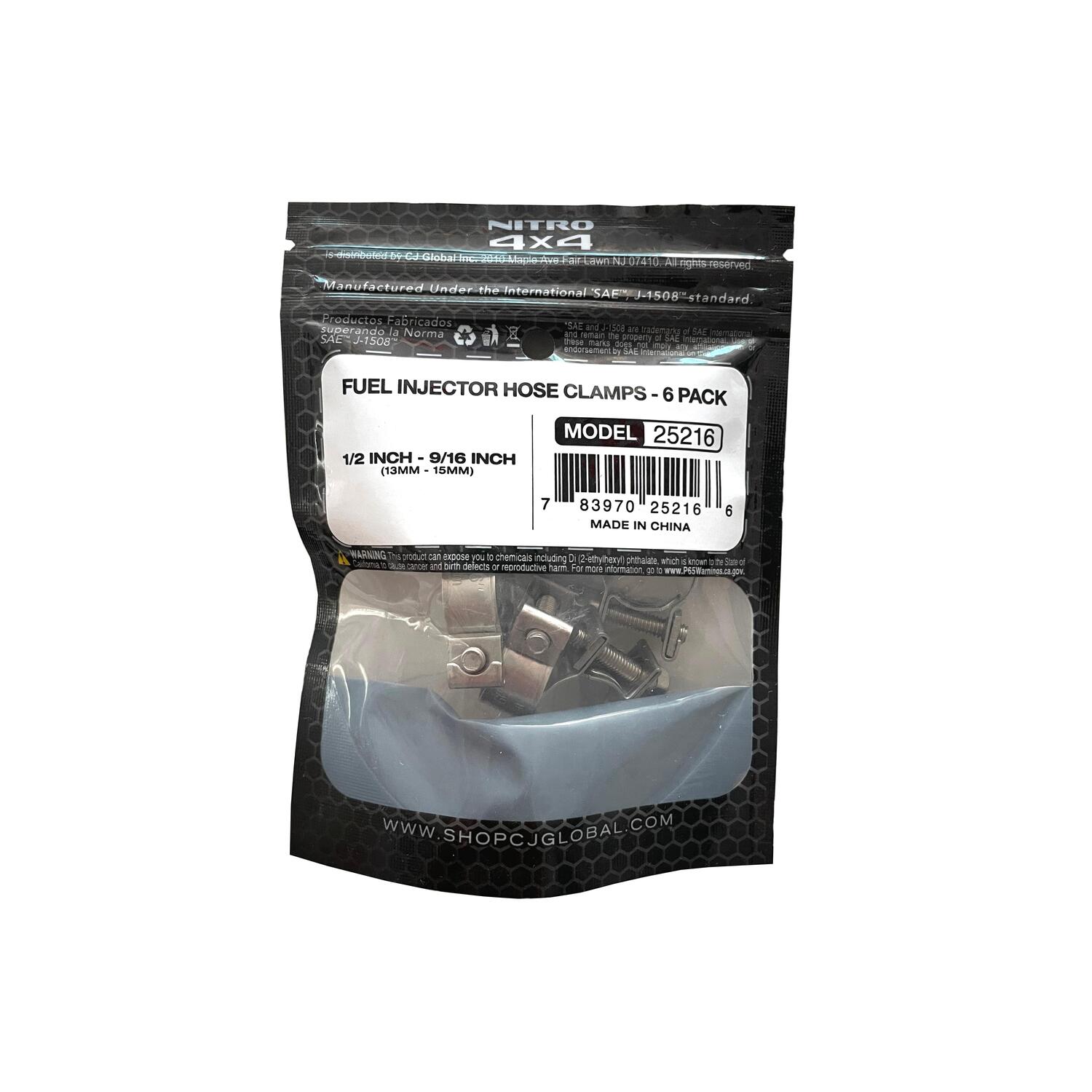 Nitro 4x4 1/2in to 9/16in W4 Fuel Injector Hose Clamp 6 Pack