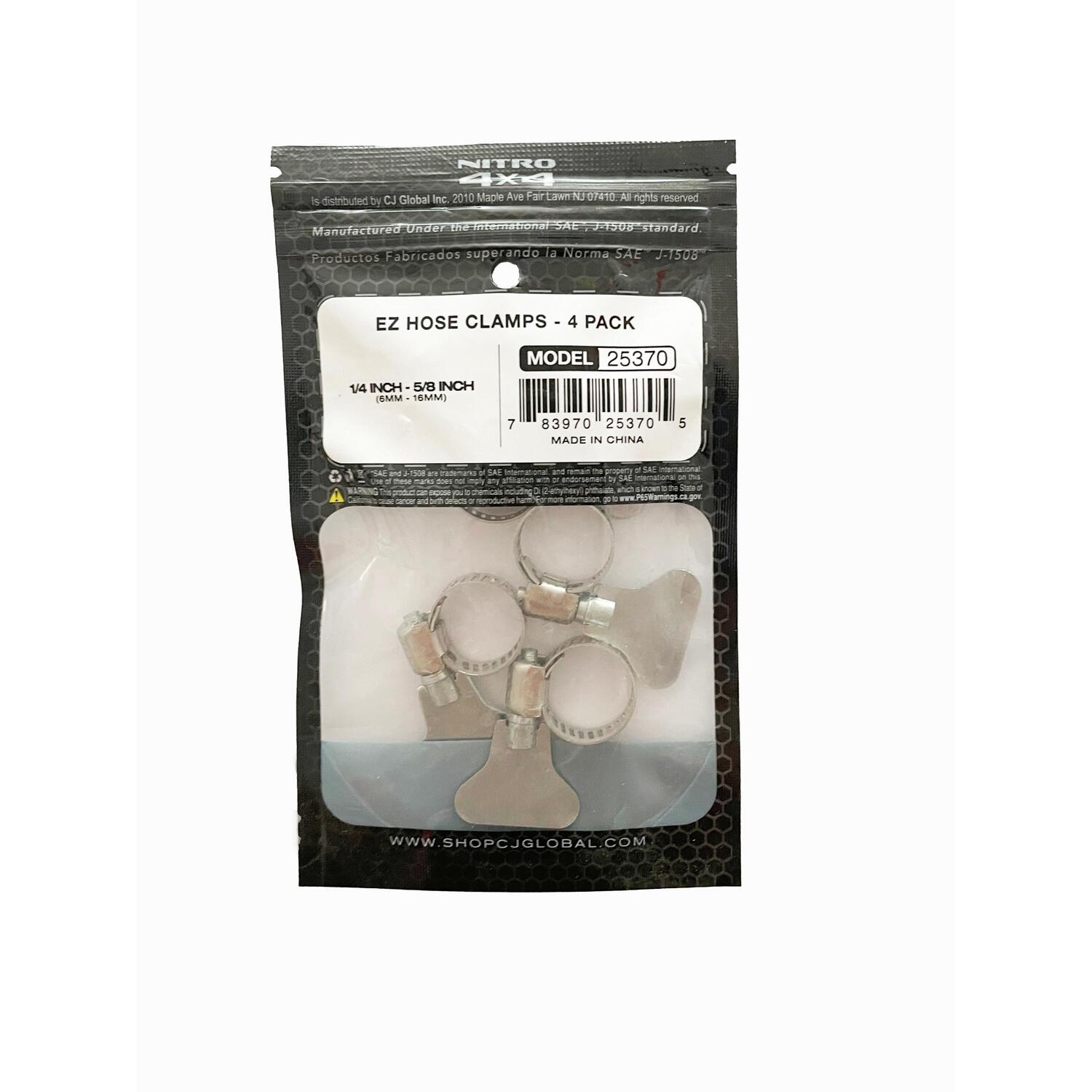 Nitro 4x4 1/4in to 5/8in EZ Hose Clamp 4 Pack