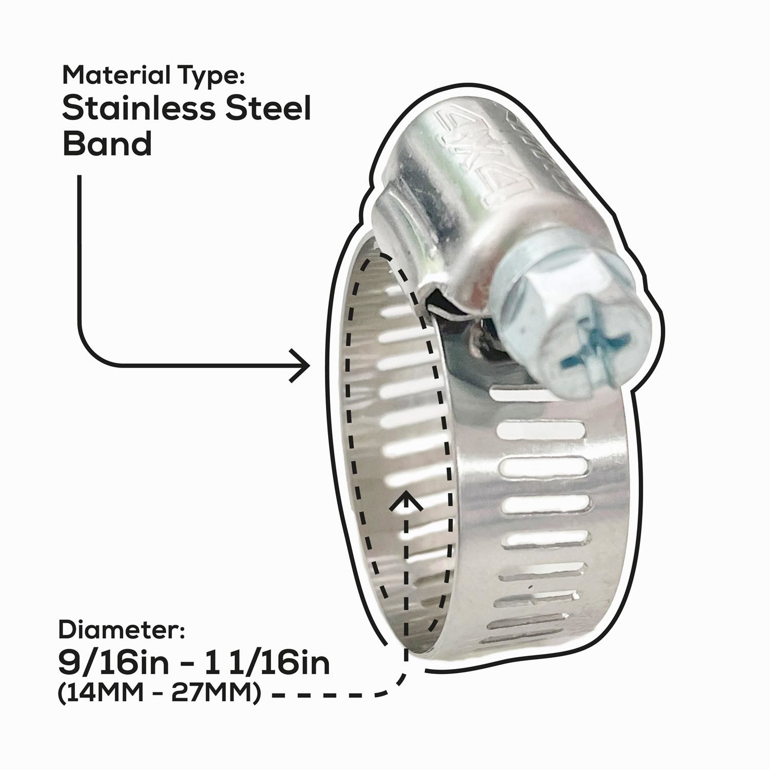 Band-It Free-End Clamps, 3 1/4 in dia, 1/4 in x 16 in, Stainless