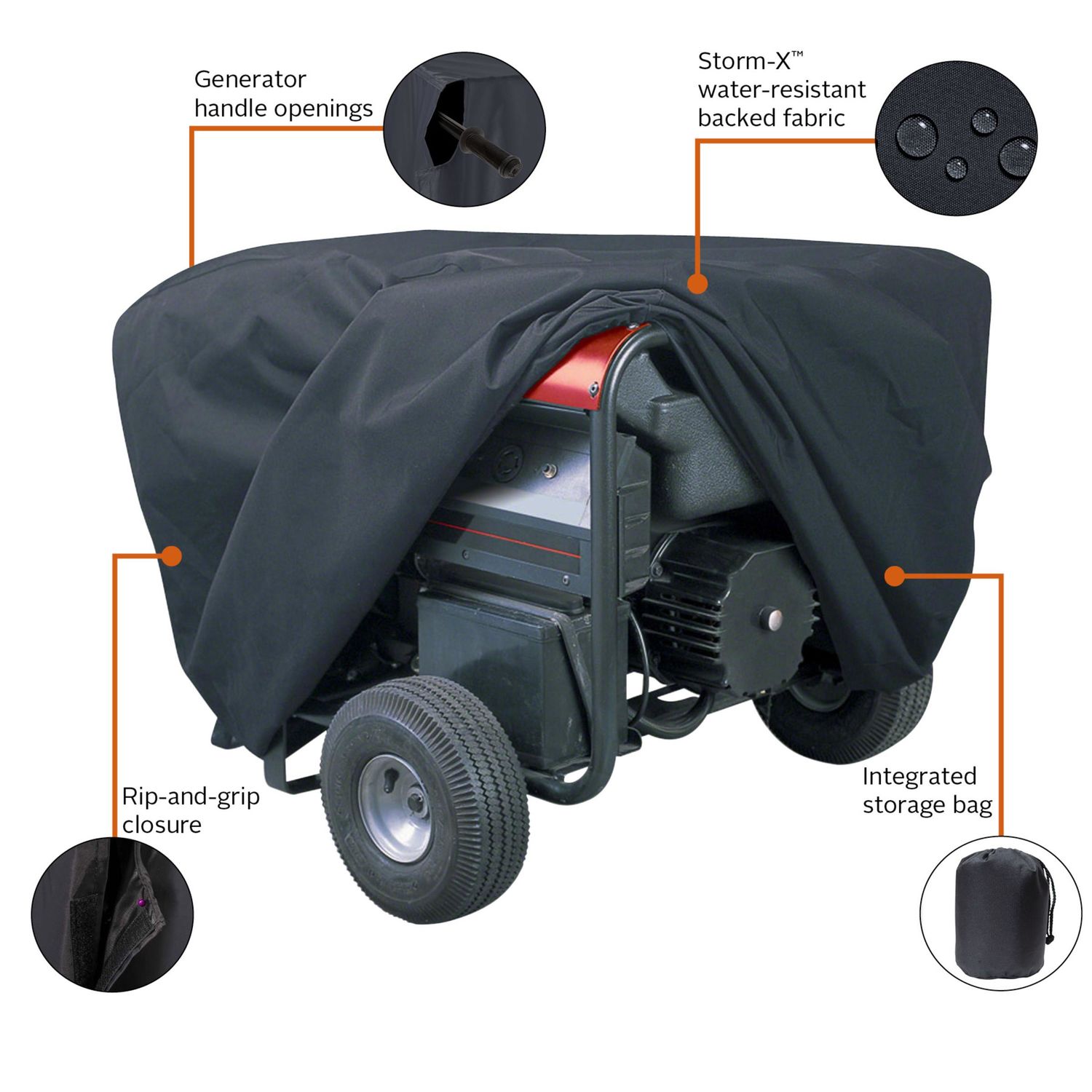 Classic Accessories Black 35.5in X 25.5in X-Large Generator Cover