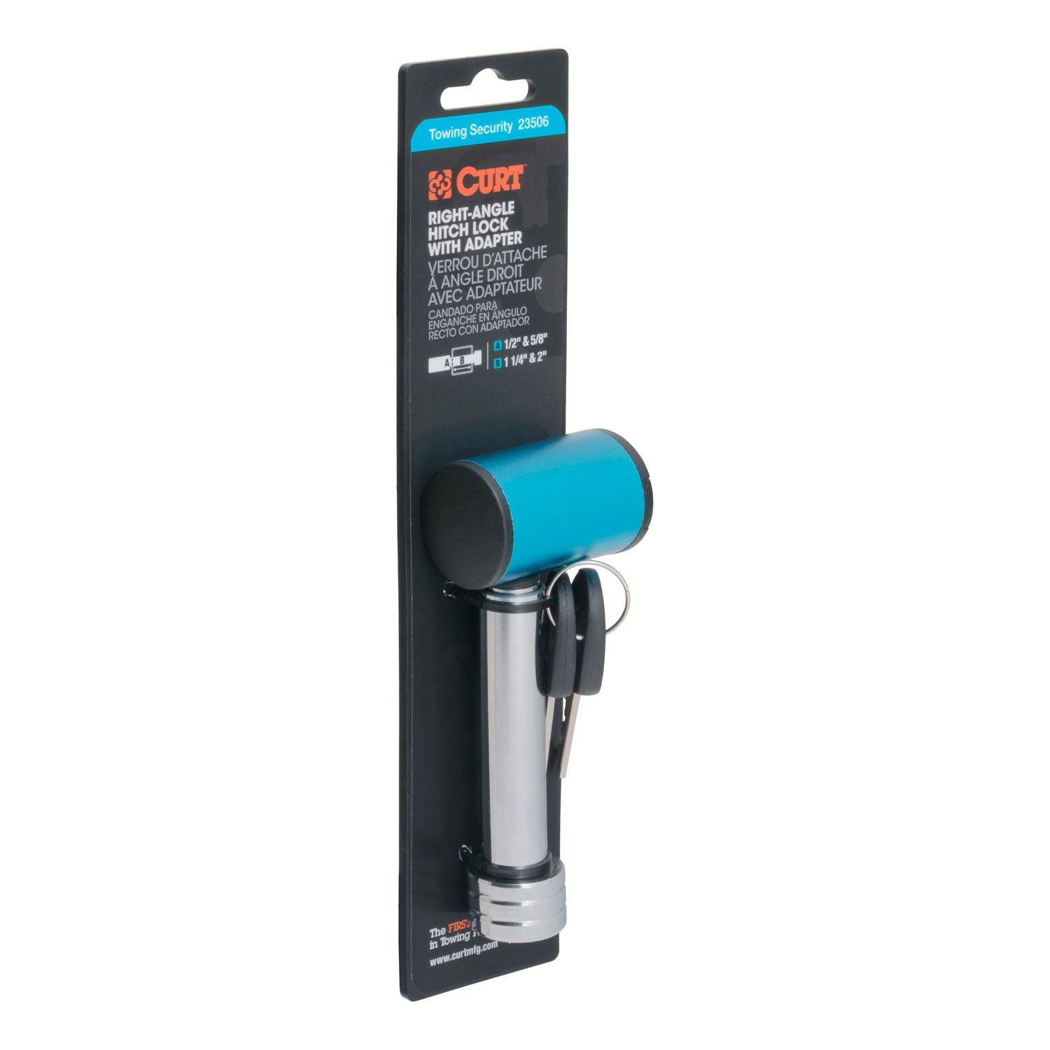 Curt 1 1/4in or 2in Receiver 1/2in Hitch Lock with 5/8in Adapter Right ...