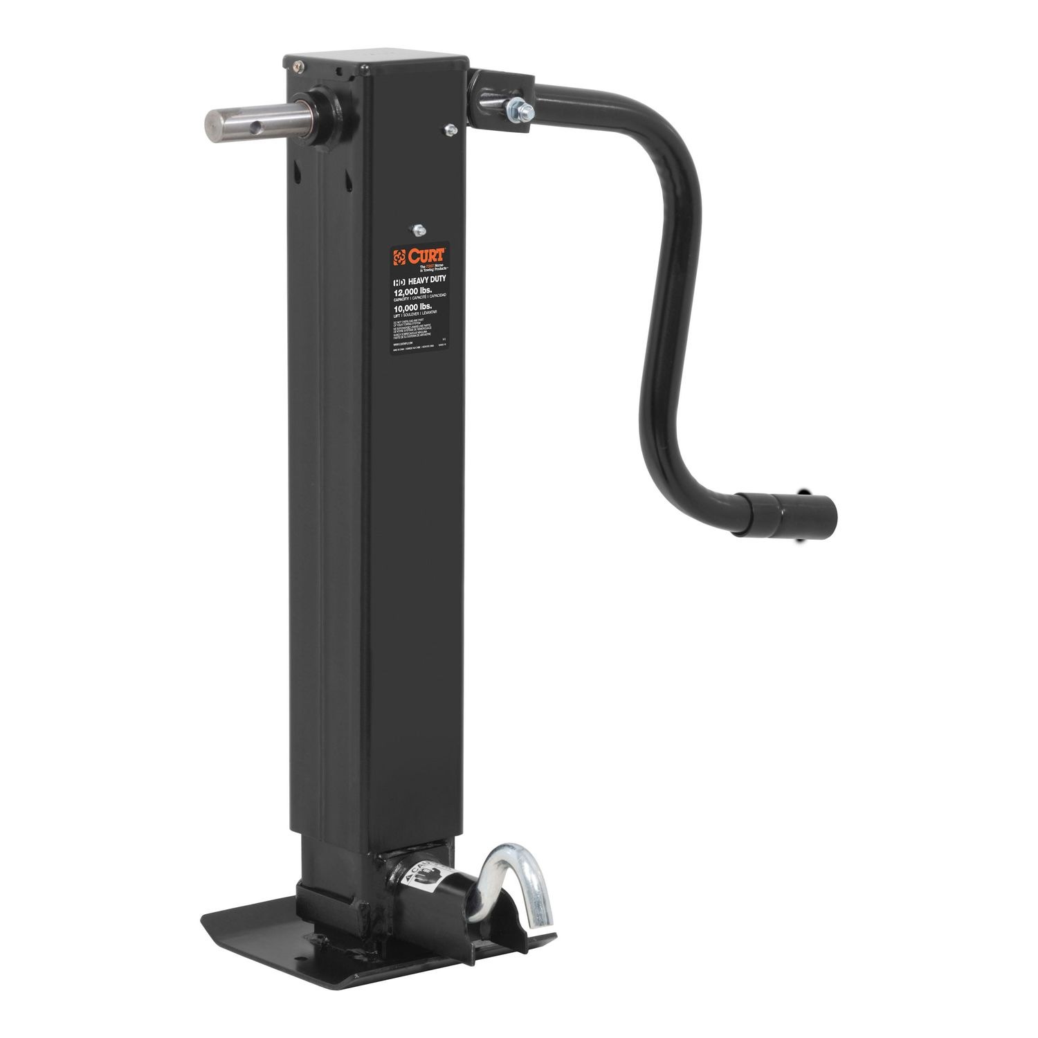 Curt 12-1/2in 12,000lbs Travel Direct-Weld Square Jack with Side Handle