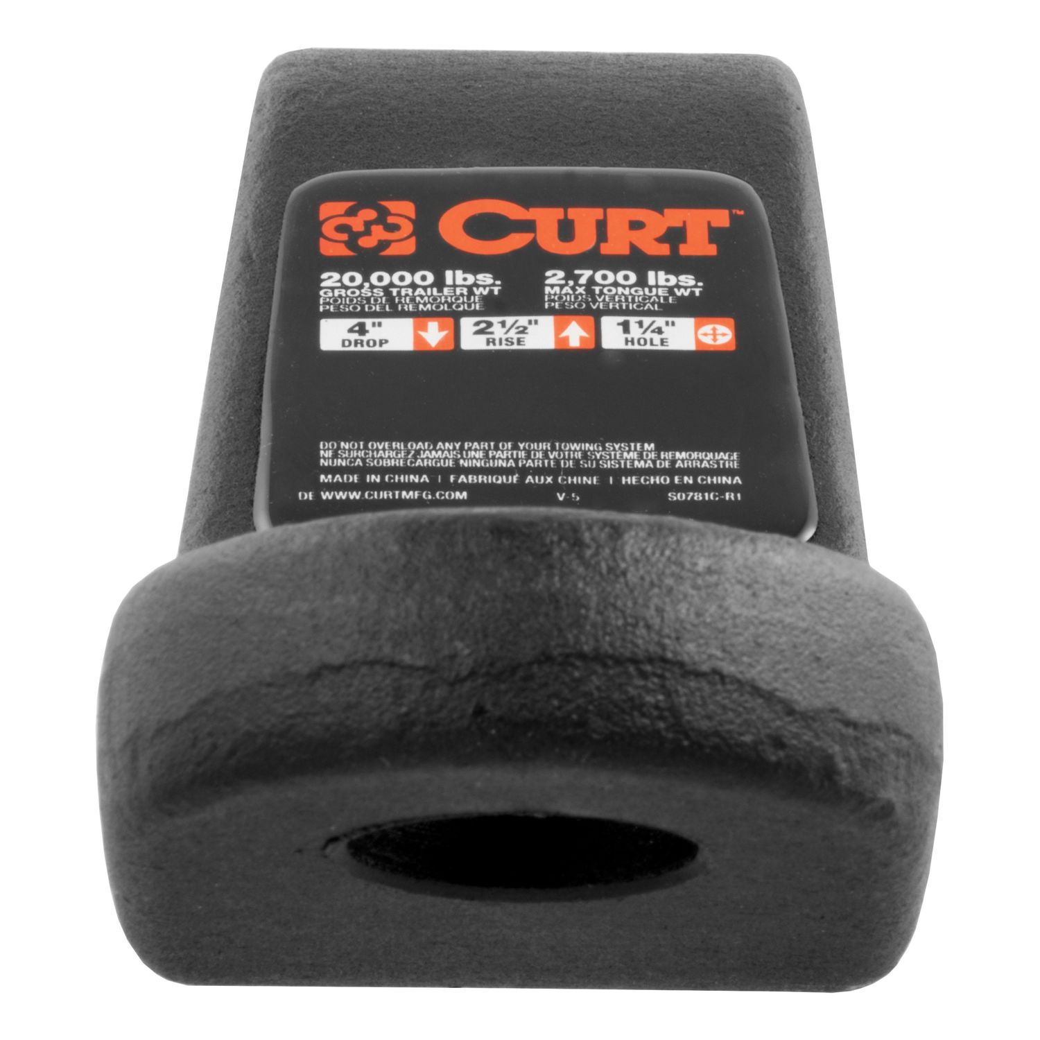 Curt 2 1/2in Shank, 20,000lbs, 4in Drop Commercial Duty Forged Ball Mount