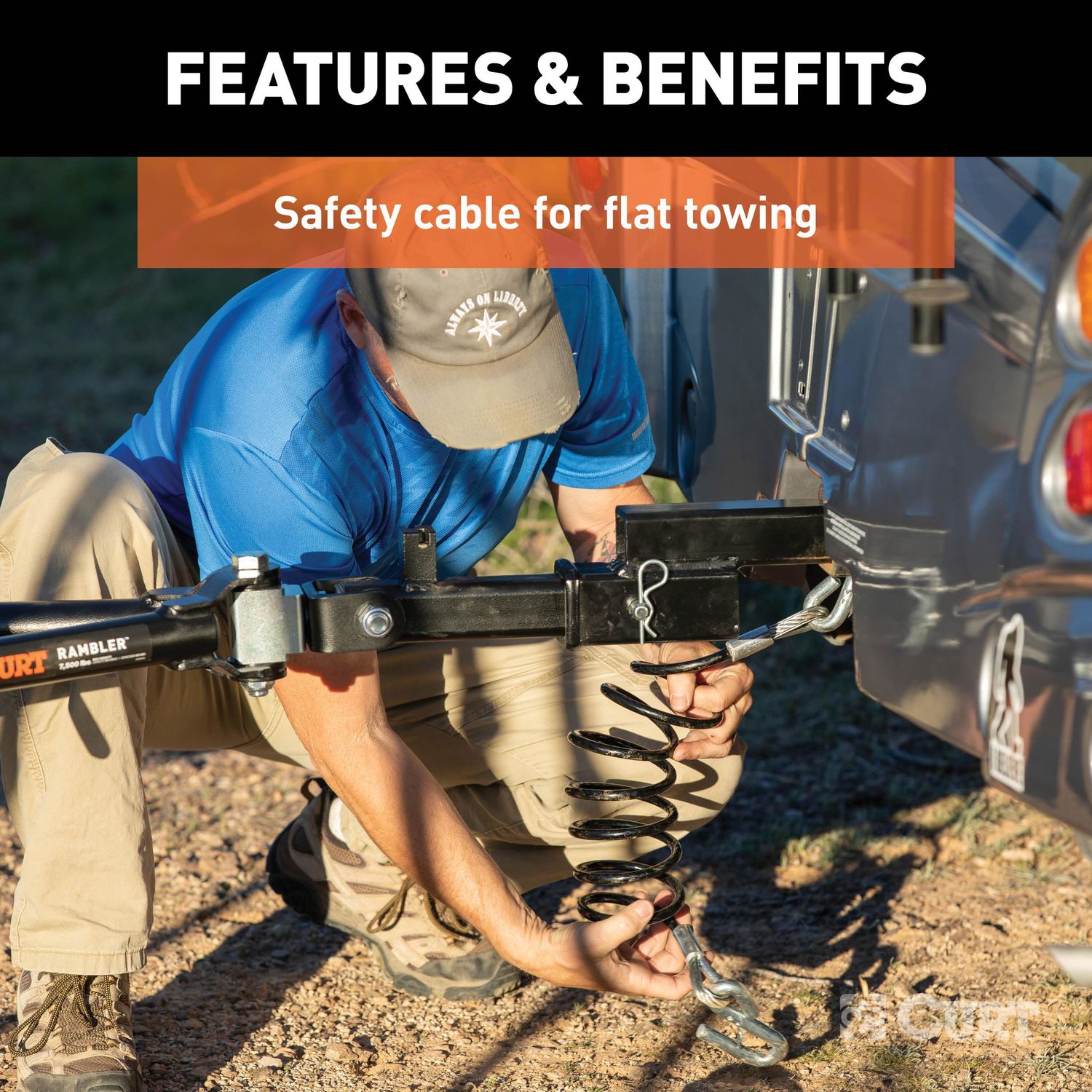 Curt 7500lbs Replacement 84in x 3/8in Diameter Tow Bar Safety Cable