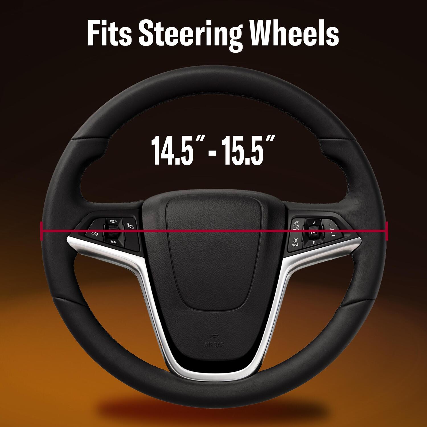 Amiss 3-Piece Carbon Fiber Anti-Skid Steering Wheel Cover - Segmented Butterfly Design, Universal Fit, Orange - View #4