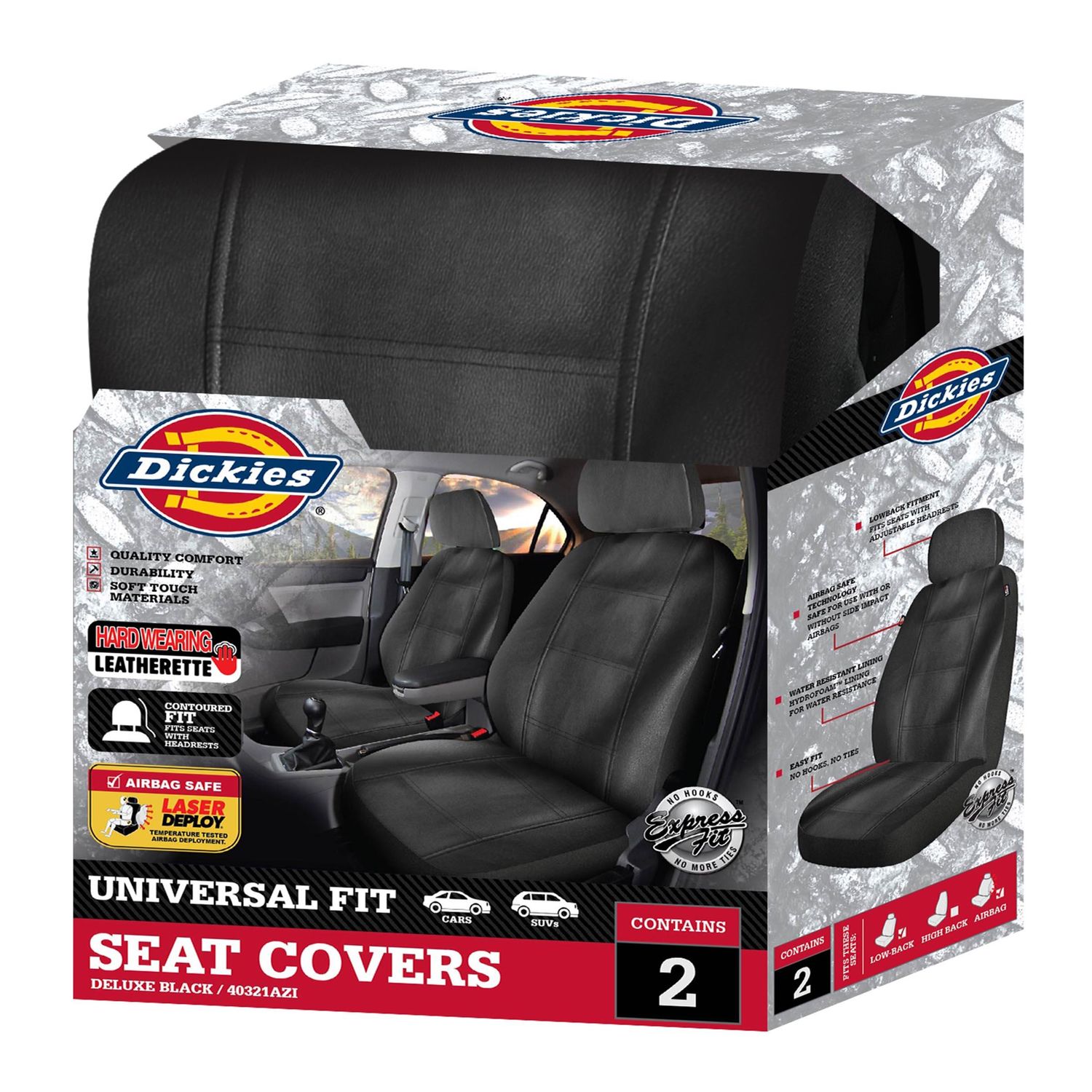 Dickies Black Deluxe Seat Cover 2 Piece 0201