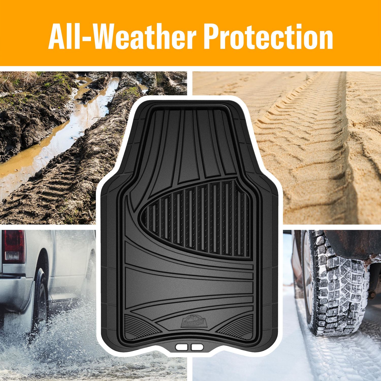 Armor All Black Universal Front and Rear Rubber Floor Mat 3 Piece