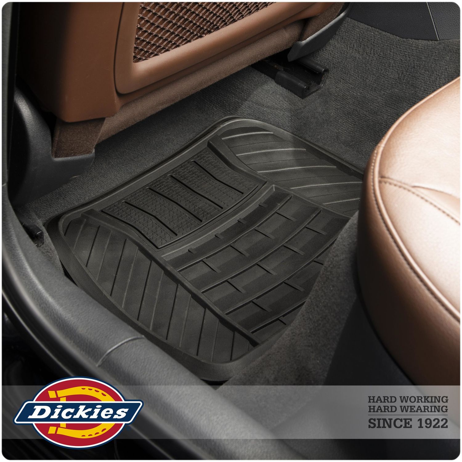 Dickies 4-Piece Heavy Duty Universal No Trim All Weather Black Floor Mats - Automotive Floor Mats