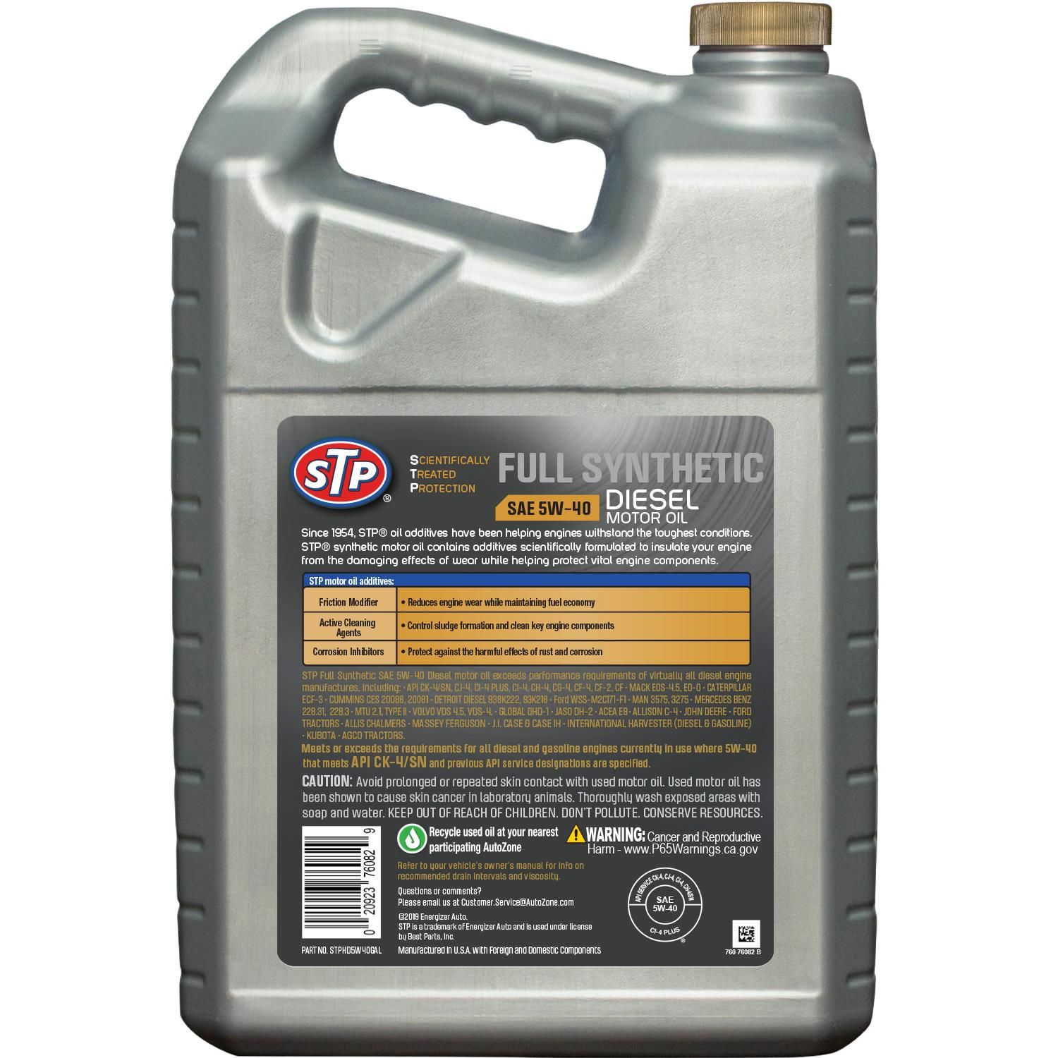 Aceite de Motor STP Completamente Sintetico 5W-40 5 Cuartos