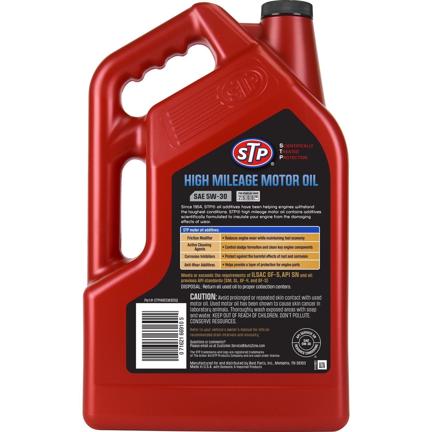STP High Mileage Conventional Engine Oil 5W30 5 Quart