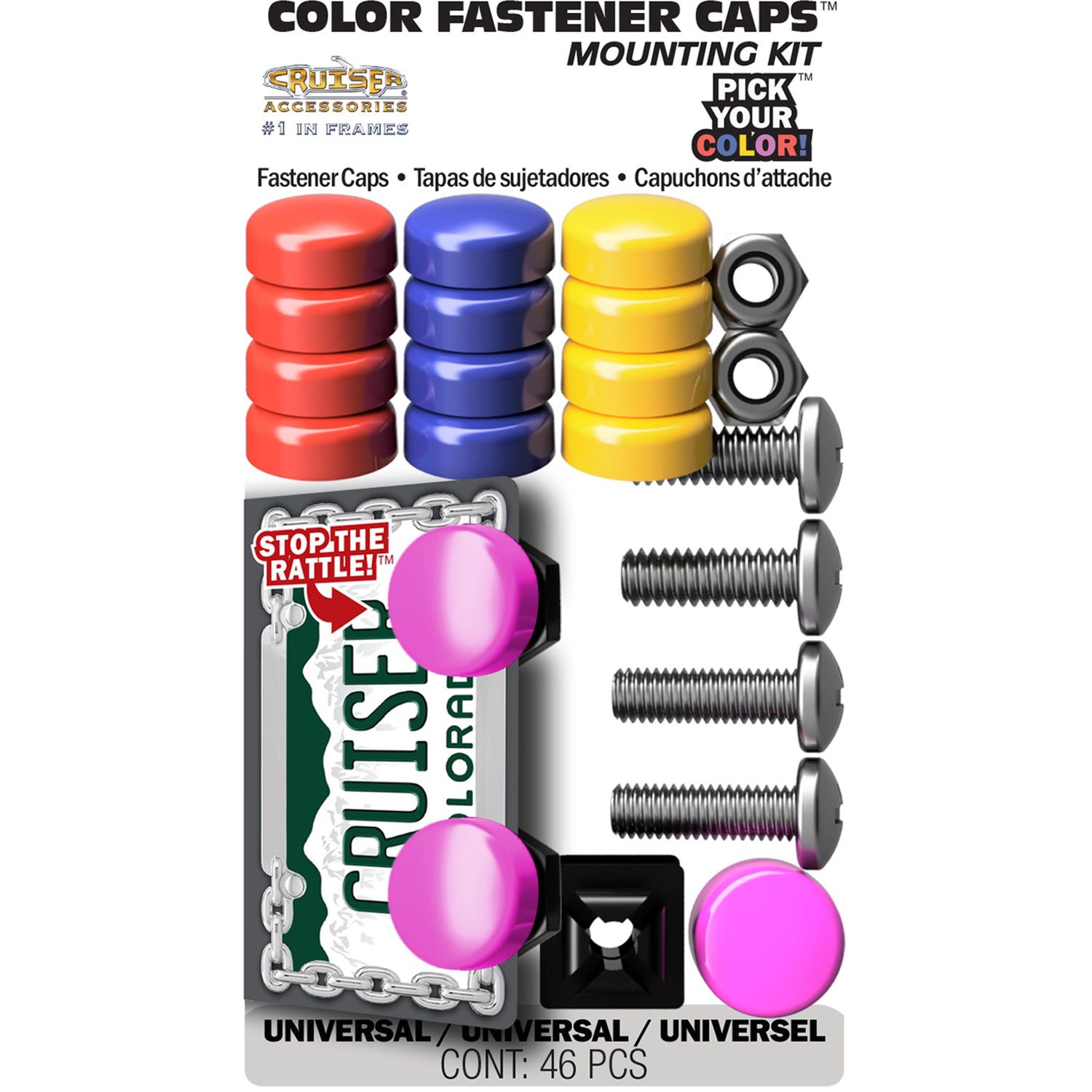 Cruiser Accessories Color Fastener Caps, Mounting Kit