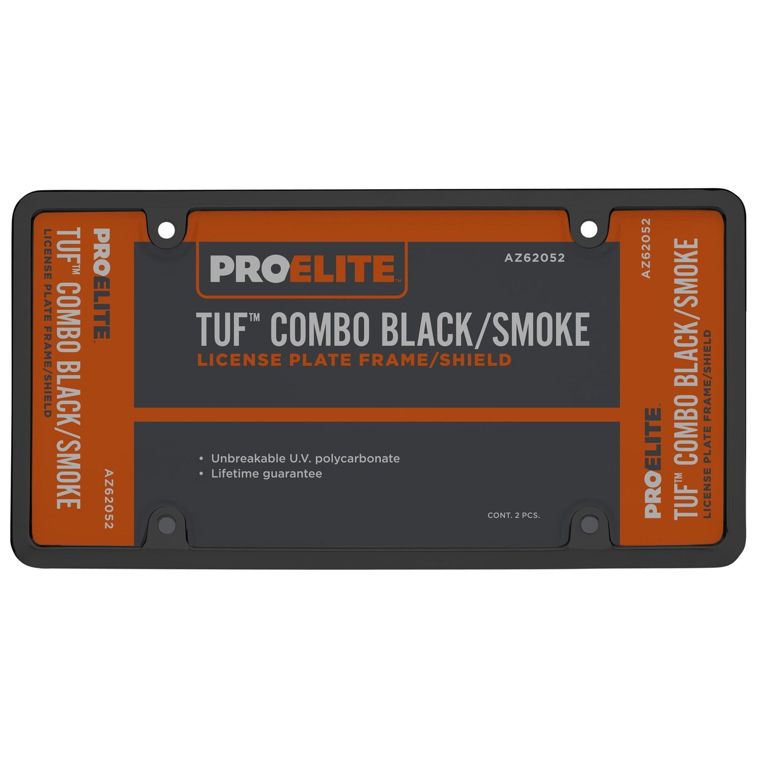 ProElite Black and Smoke Tuf Combo License Plate Frame