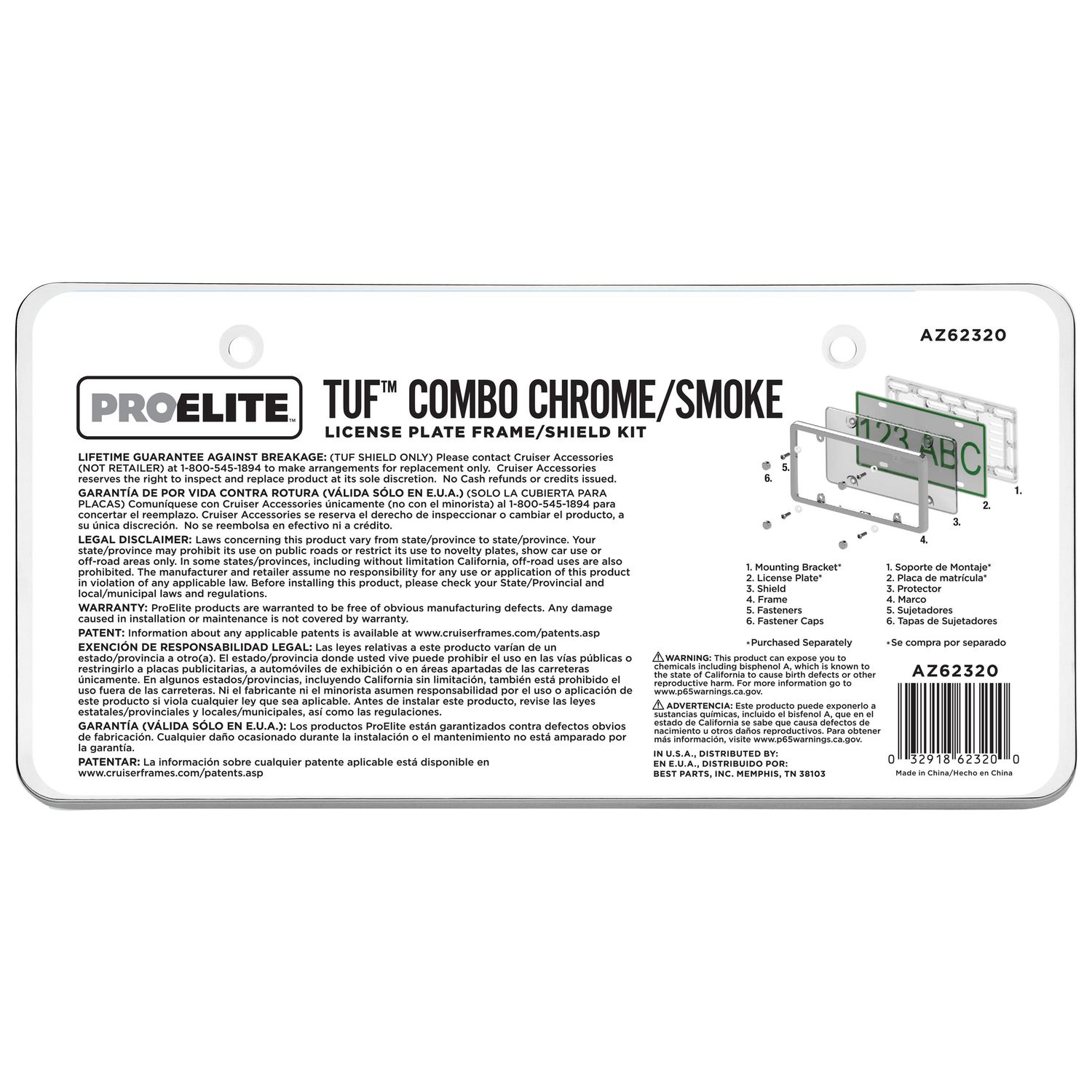 ProElite Chrome and Smoke Ultimate Tuf License Plate Frame and