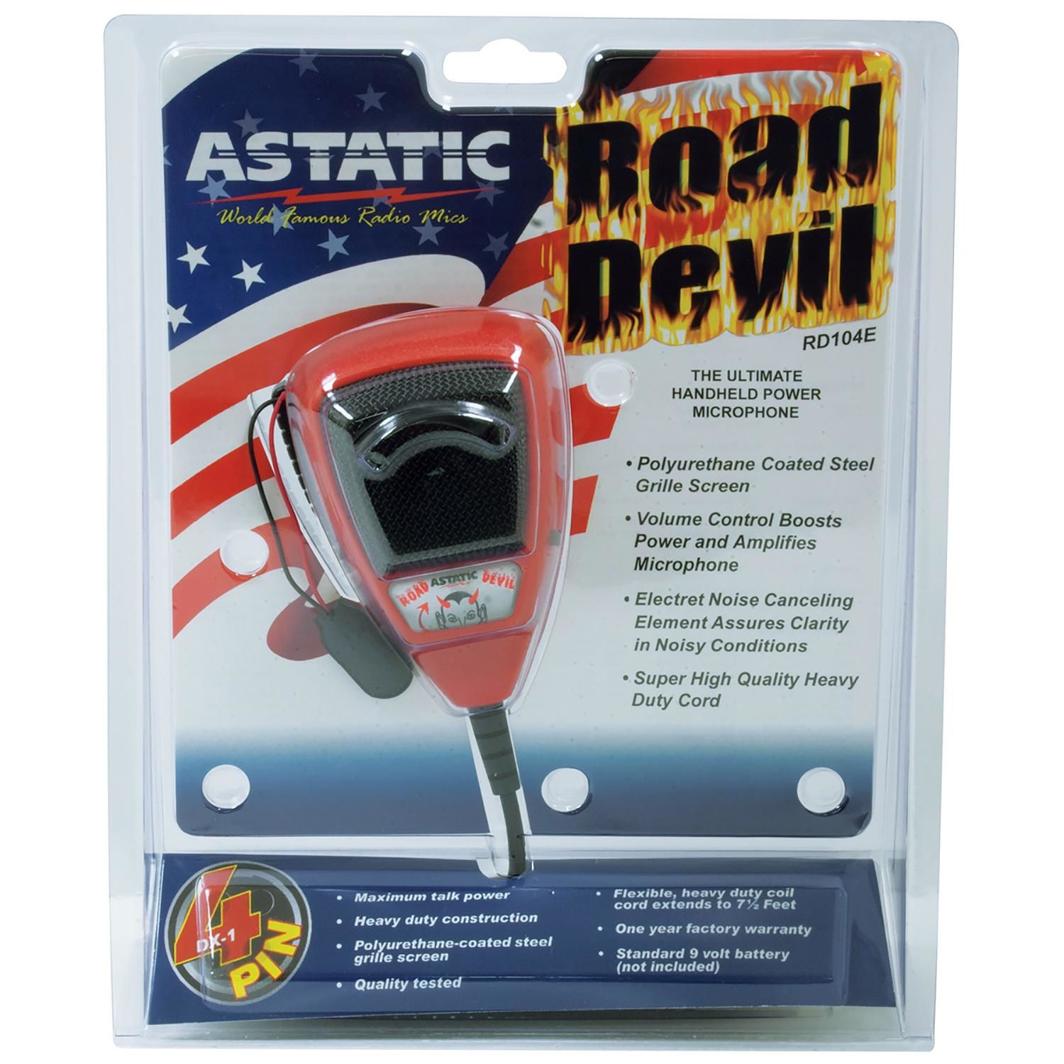 Astatic 4 Pin RD104E Road Devil Amplified CB Microphone