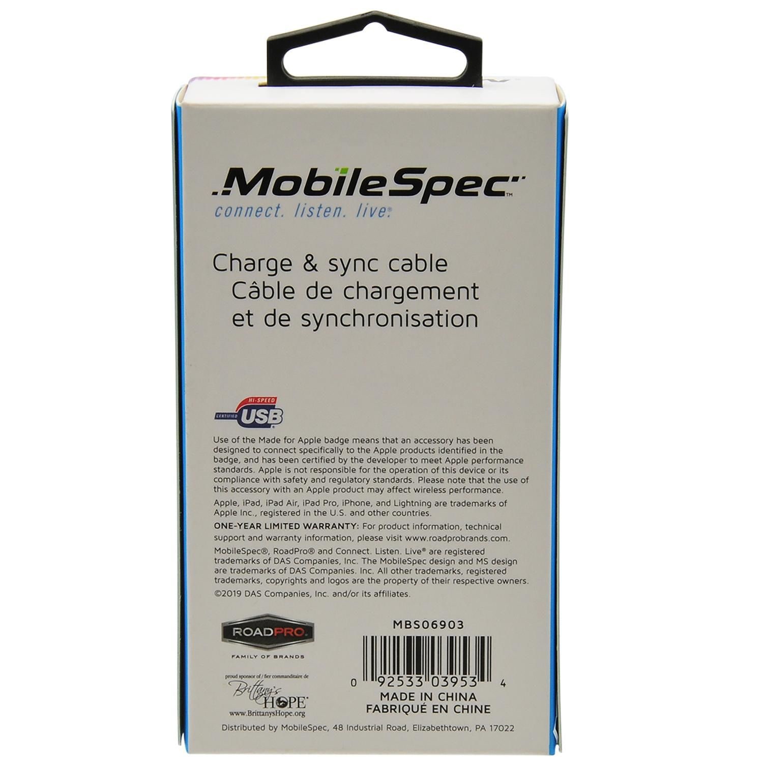 Mobile Spec Black 6ft Metal Lightning To USB-C Charging Cable