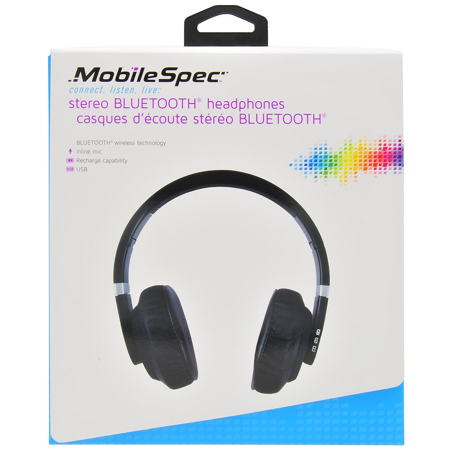 Mobile Spec Black Bluetooth Wireless Folding Headphones