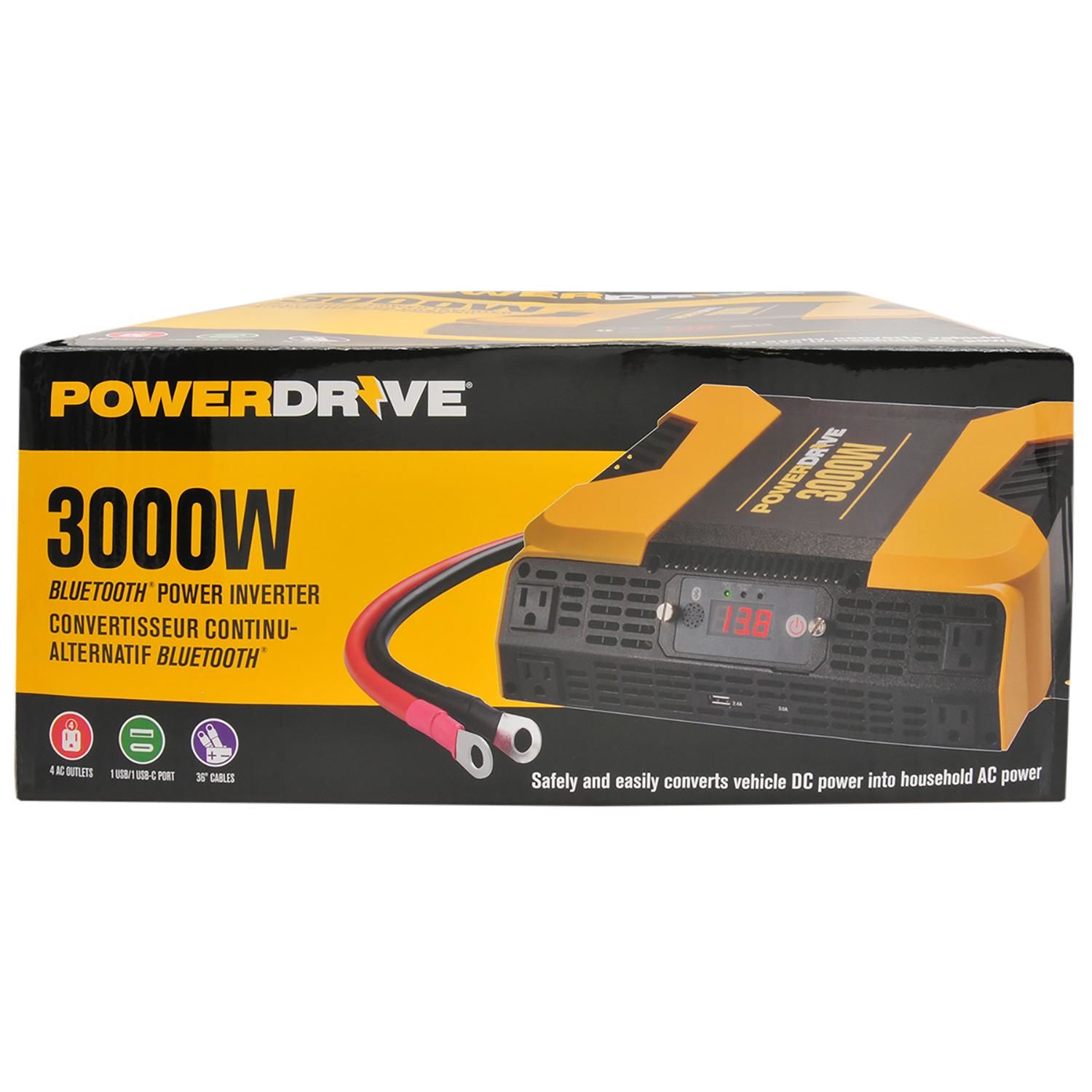 PowerDrive 3,000 Watts Bluetooth Power Inverter with 4 AC, 2 USB and