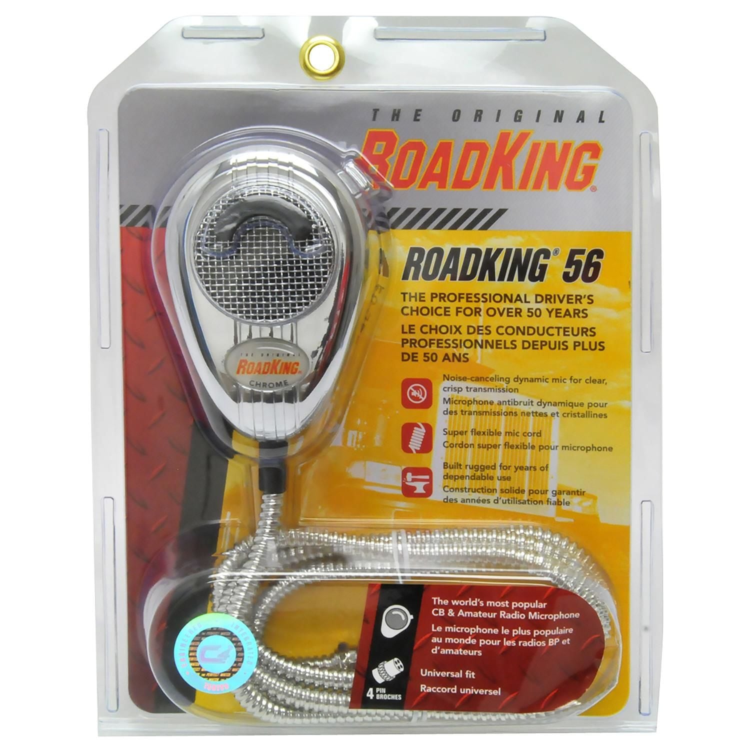 Roadking Chrome And Chrome Cord 4 Pin Dynamic Noise Canceling Cbs Microphone 