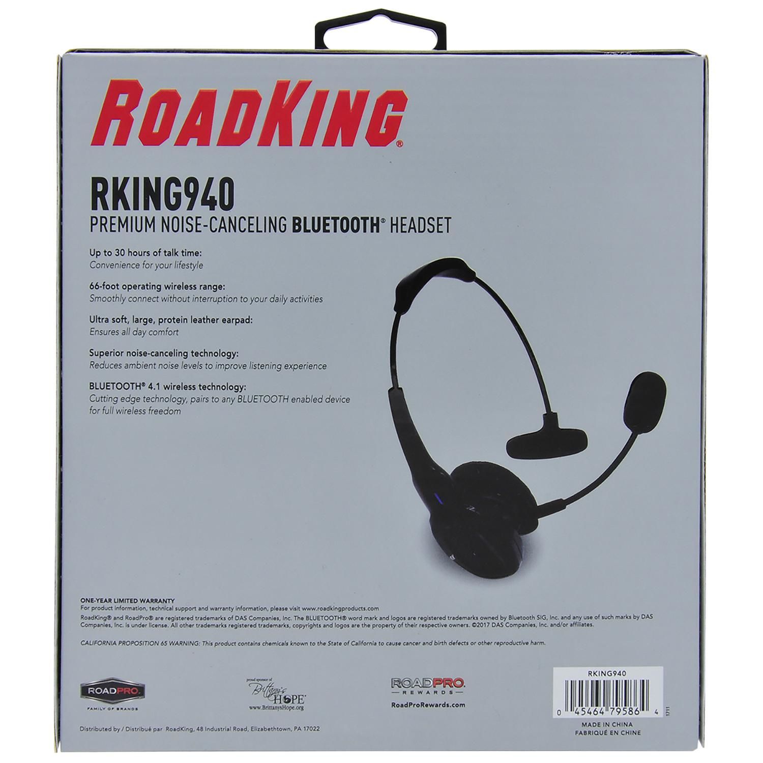 RoadKing RKING940 Premium Noise Canceling Bluetooth Headset