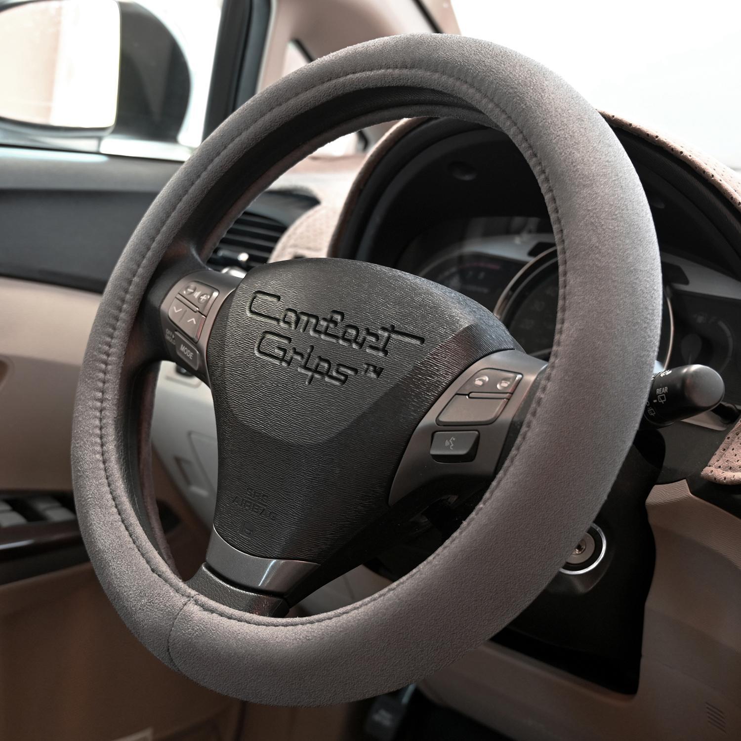 Dash Designs Comfort Grips Grey Ultra Plush Large Steering Wheel Cover
