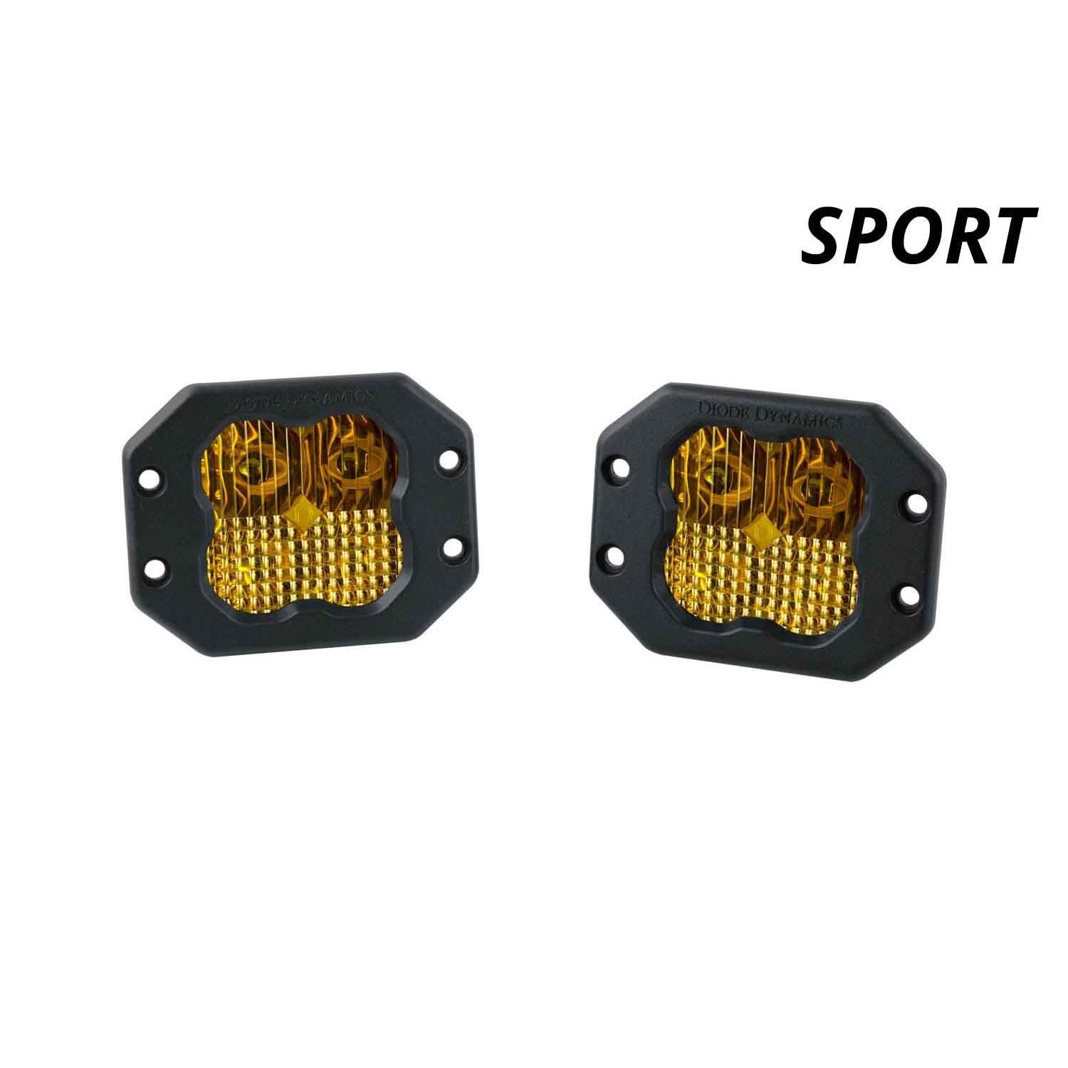 Diode Dynamics 3000K SS3 SAE Yellow Sport Flush Mount LED Light Pod