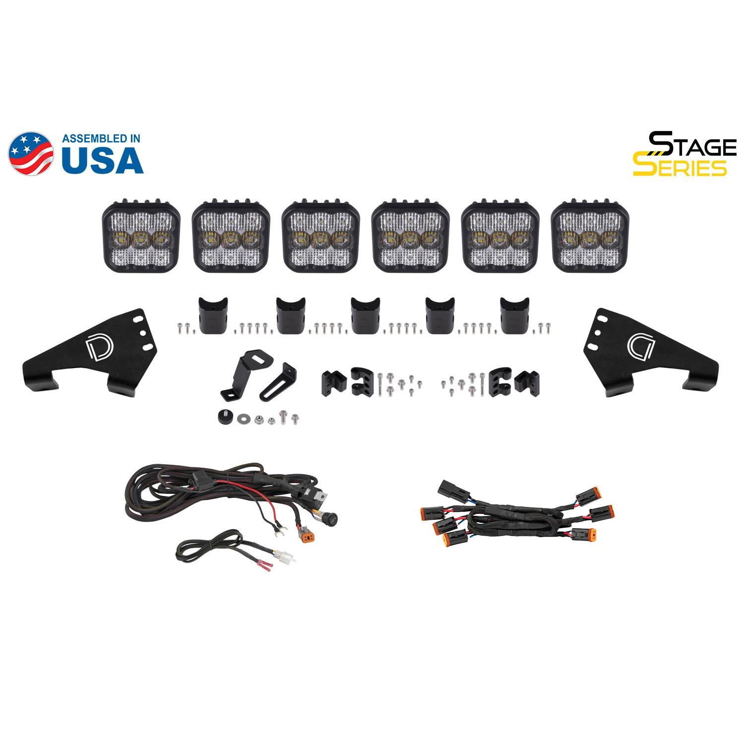 Diode Dynamics Polaris RZR SS5 Pro CrossLink Roof Yellow Combo Lightbar Kit