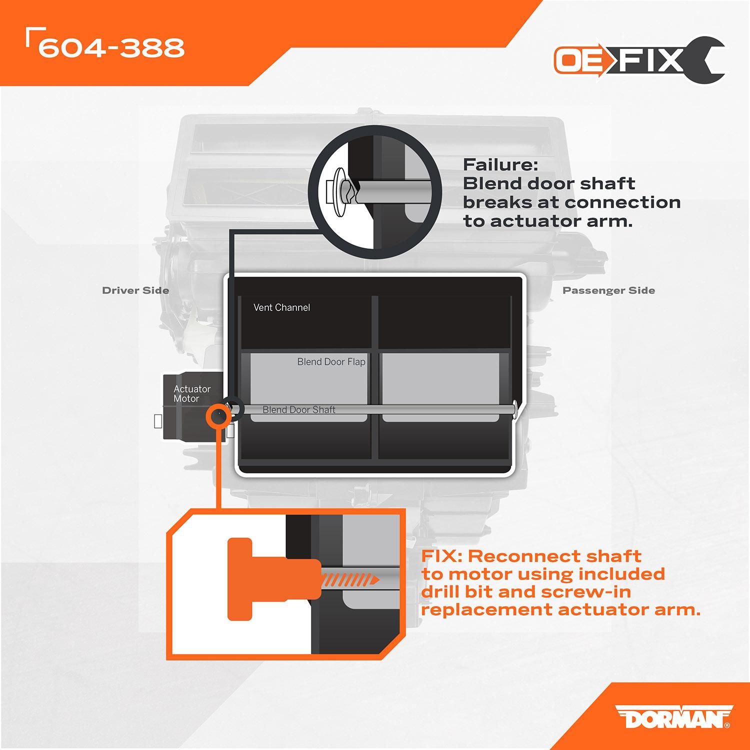 Dorman OE FIX HVAC Door Actuator 604-388