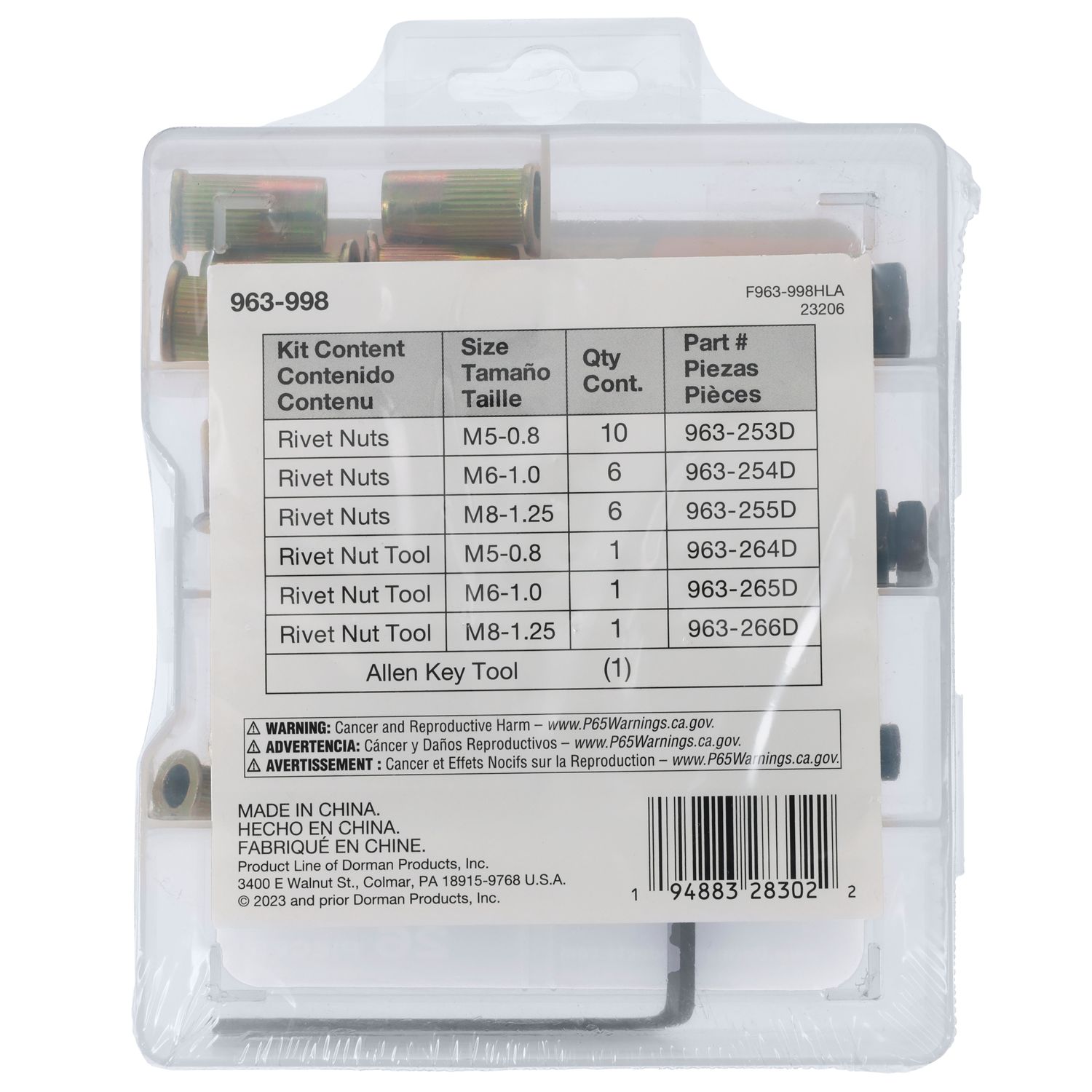 Dorman Rivet Nut and Tools Metric Tech Tray