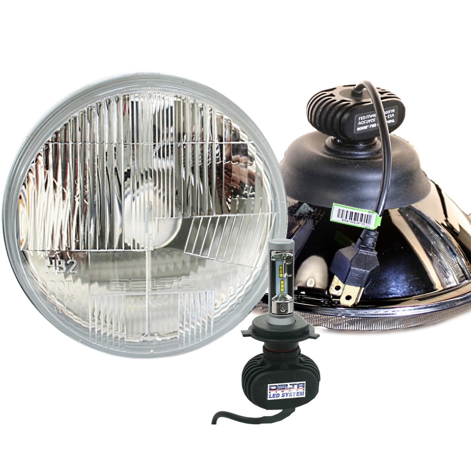 7-Inch Round LED Motorcycle Headlight With Mounts - 12V H4 High/Low Beam, IP67 Waterproof, Universal Fit